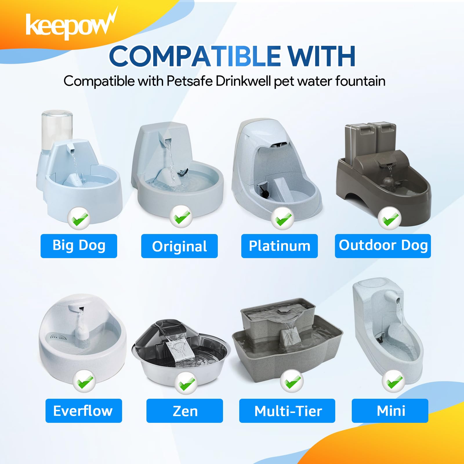 Keepow Replacement Carbon Filters For Petsafe Drinkwell Fountain, Pet Water Fountain Filters For Drinkwell Platinum, Zen, Origin