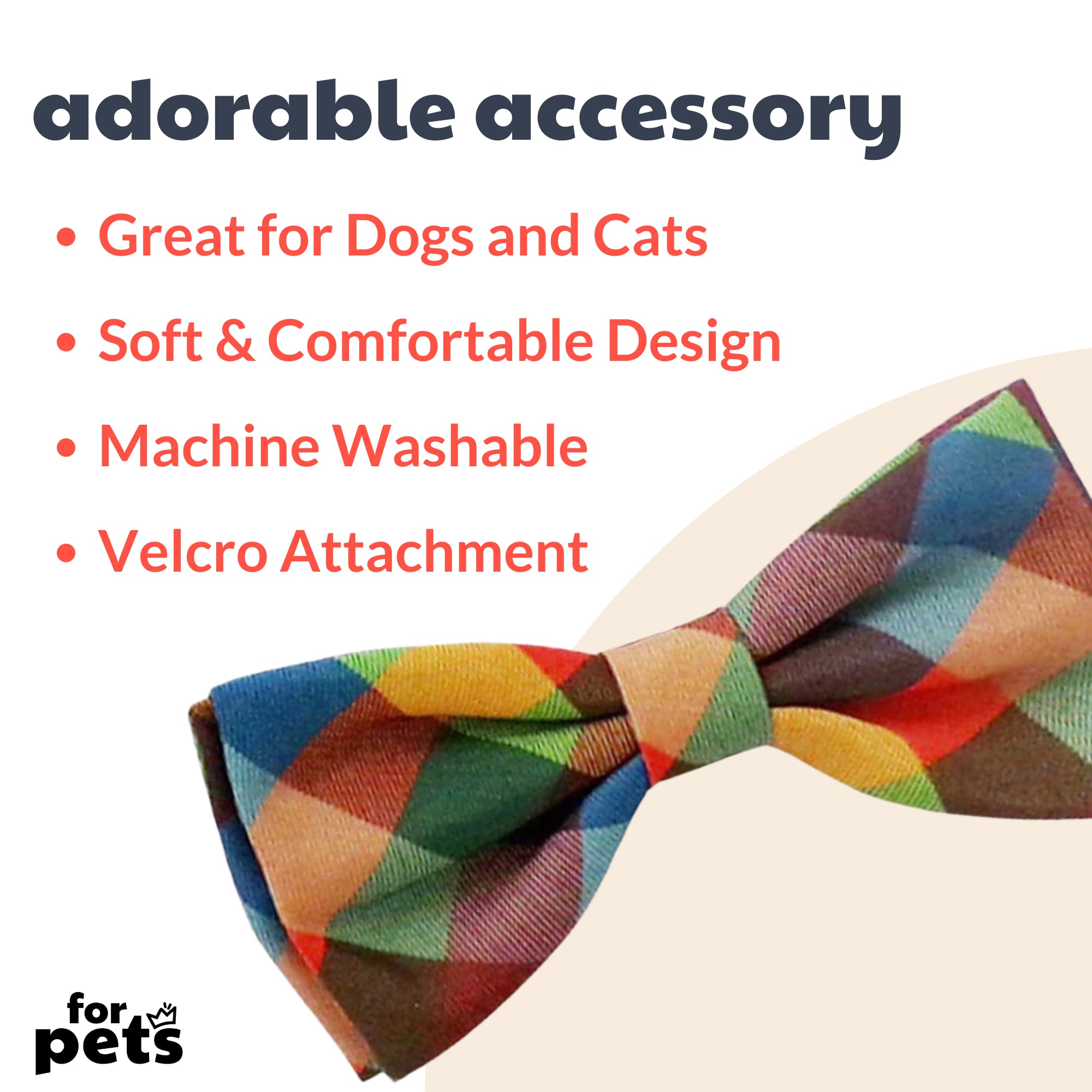 Huxley & Kent Bow Tie For Pets - Fall Check (Large) - Bow Tie Collar Attachment - Fun Bow Ties For Dogs & Cats - Cute, Comfortab