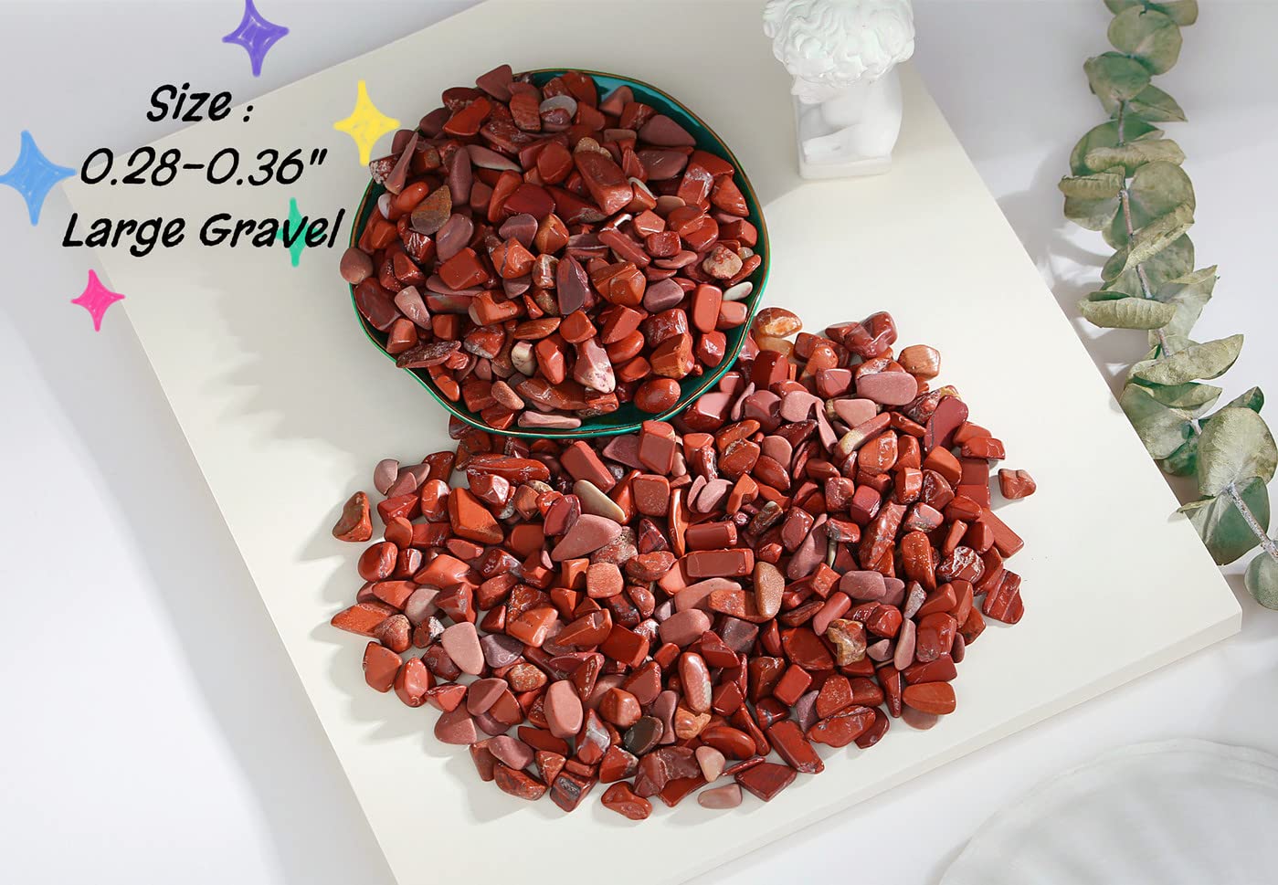 QINJIEJIE 0.9Lbs Red Jasper Plants Rocks Vase Filler Aquarium Small Gravel Decorative Stones Terrarium Pebbles Fish Tank Decorat