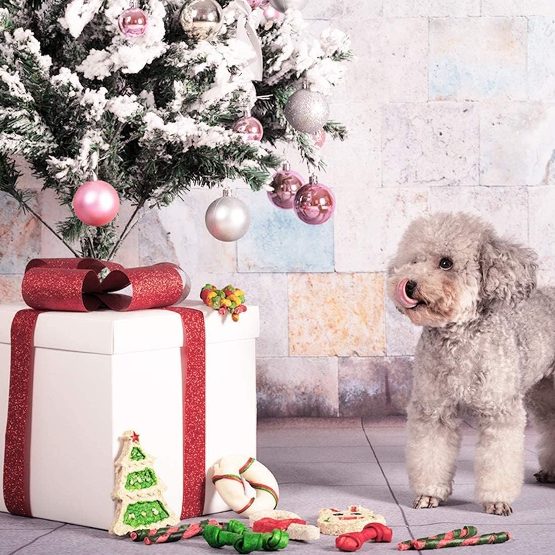 MON2SUN Holiday Christmas Dog Rawhide Treats Stocking for Small to Medium Dogs (13Count)