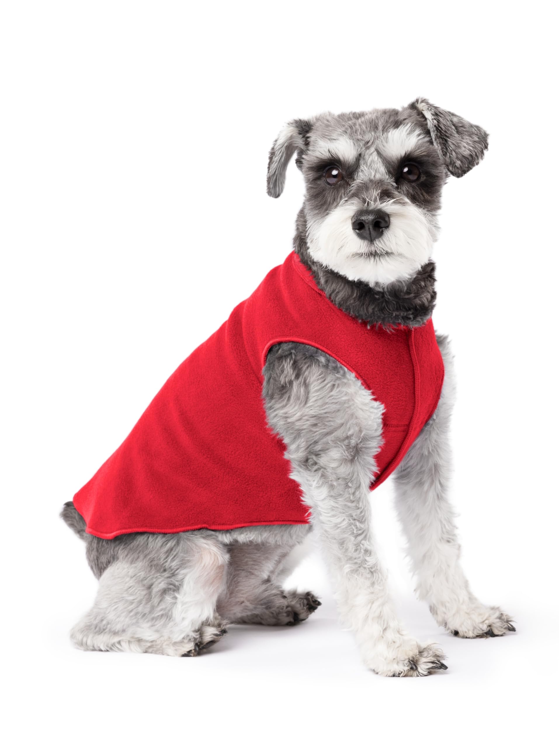 Gold Paw Stretch Fleece Dog Coat, Stretchy Pet Sweater, Machine Washable Pullover For Winter And Fall, Red, 10