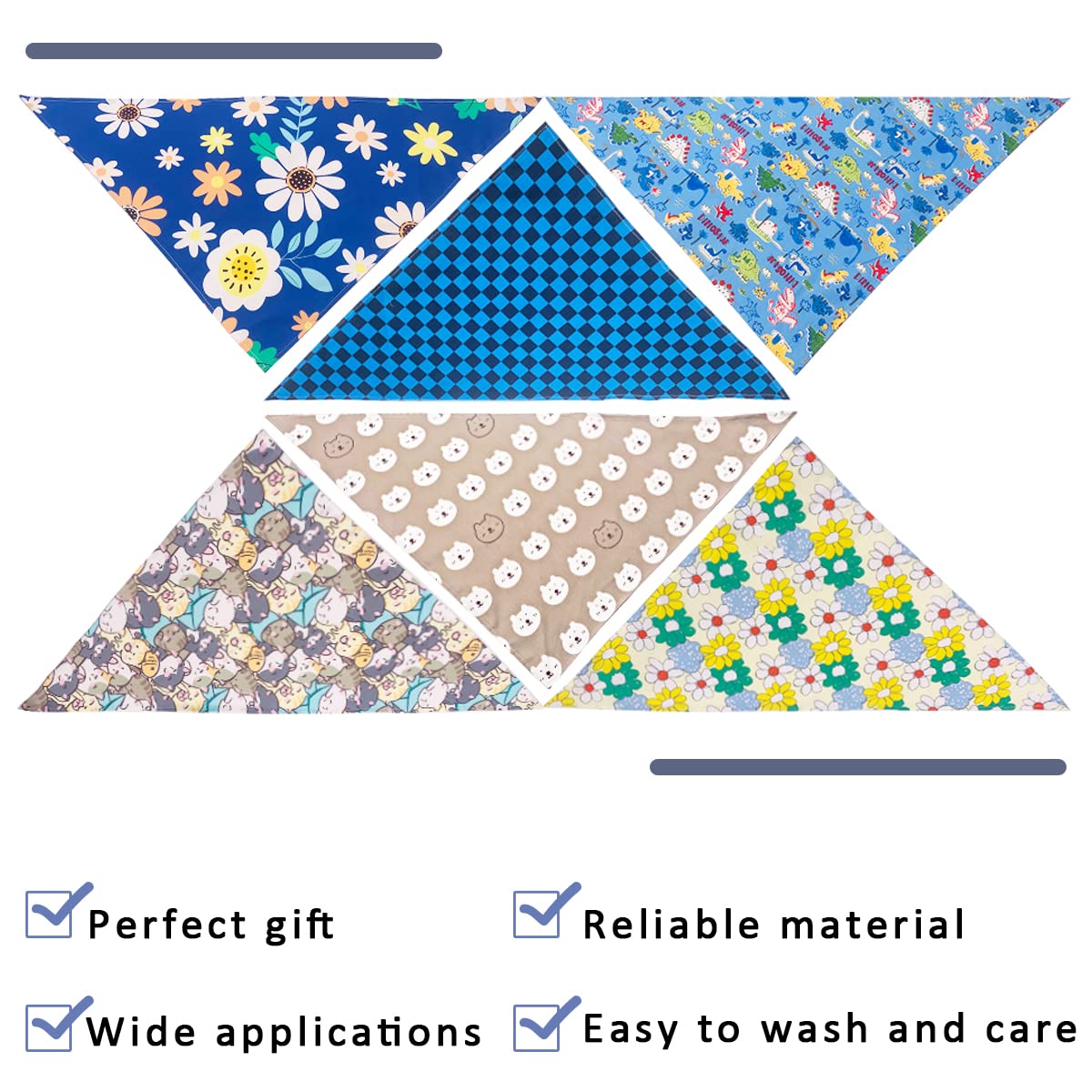 JpGdn 50PCS Large Dog Bandanas Large Breed XL Bulk for Extra Large Dog Big Bandanas Pack Kerchief Washable Triangle Bibs Head Sc