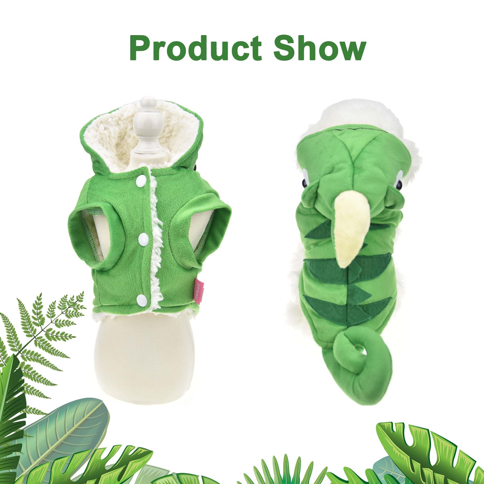 Muyaopet Chameleon Dog Costume For Halloween,Winter Fleece Pet Cat Coat Jacket For Small Medium Large Dog,Pet Funny Clothes Hood