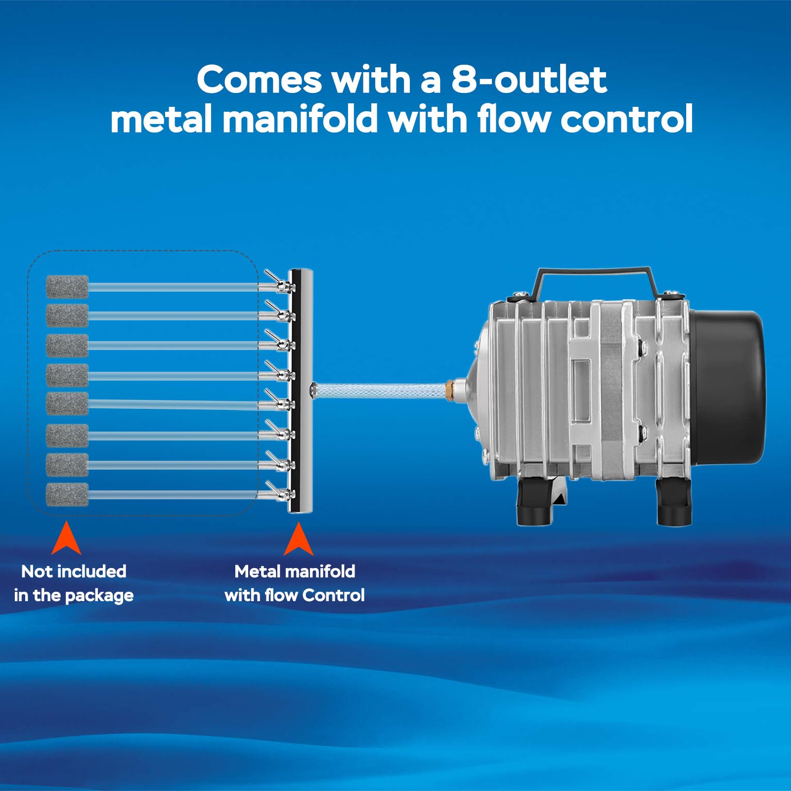 Aquamiracle Commercial Aquarium Air Pump - 1750Gph, 120W Air Pump For Fish Tank, Hydroponic & Pond Aerator