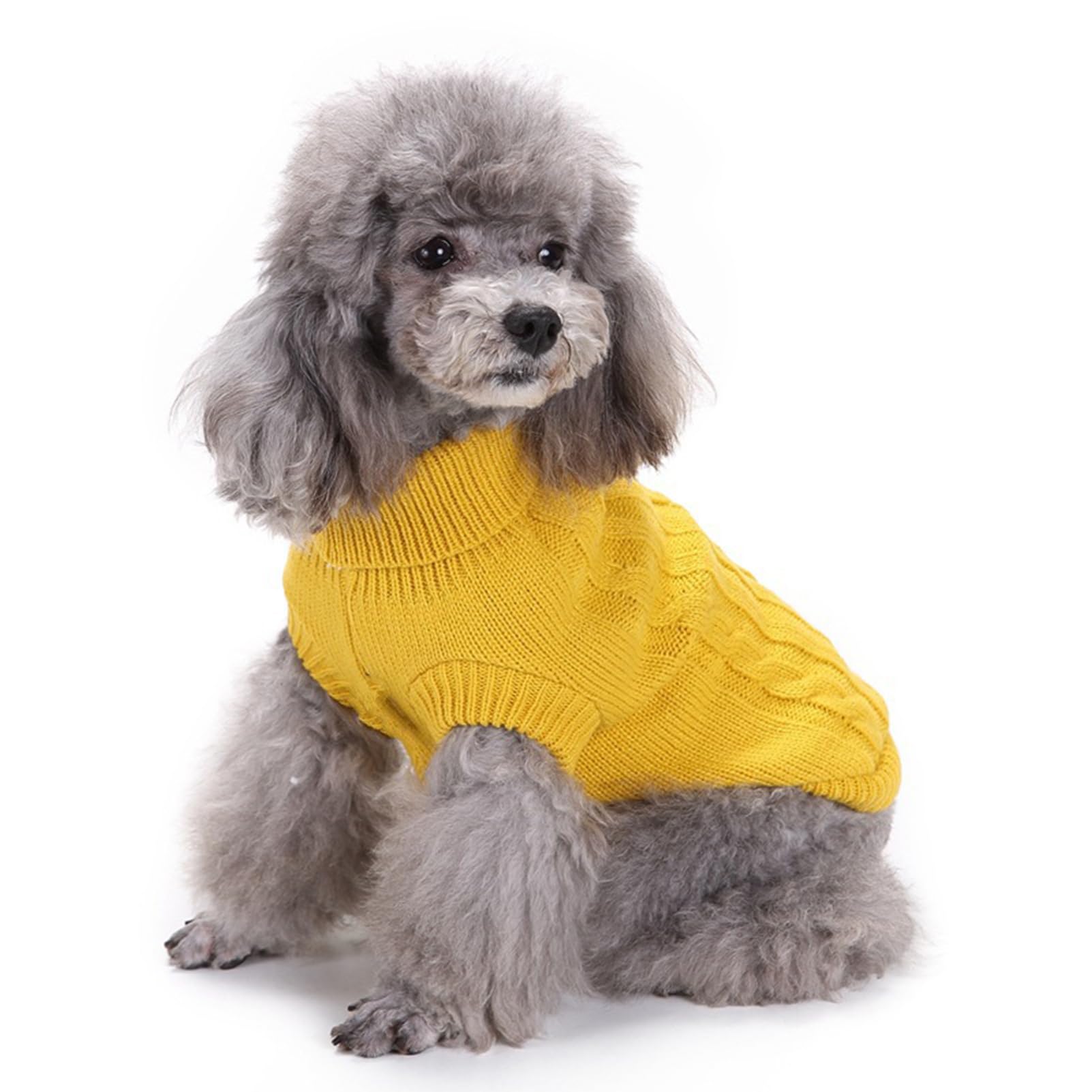 Chborchicen Small Dog Sweaters Knitted Pet Cat Warm Dog Sweatshirt Winter Clothes Kitten Puppy Sweater (Large,Yellow)