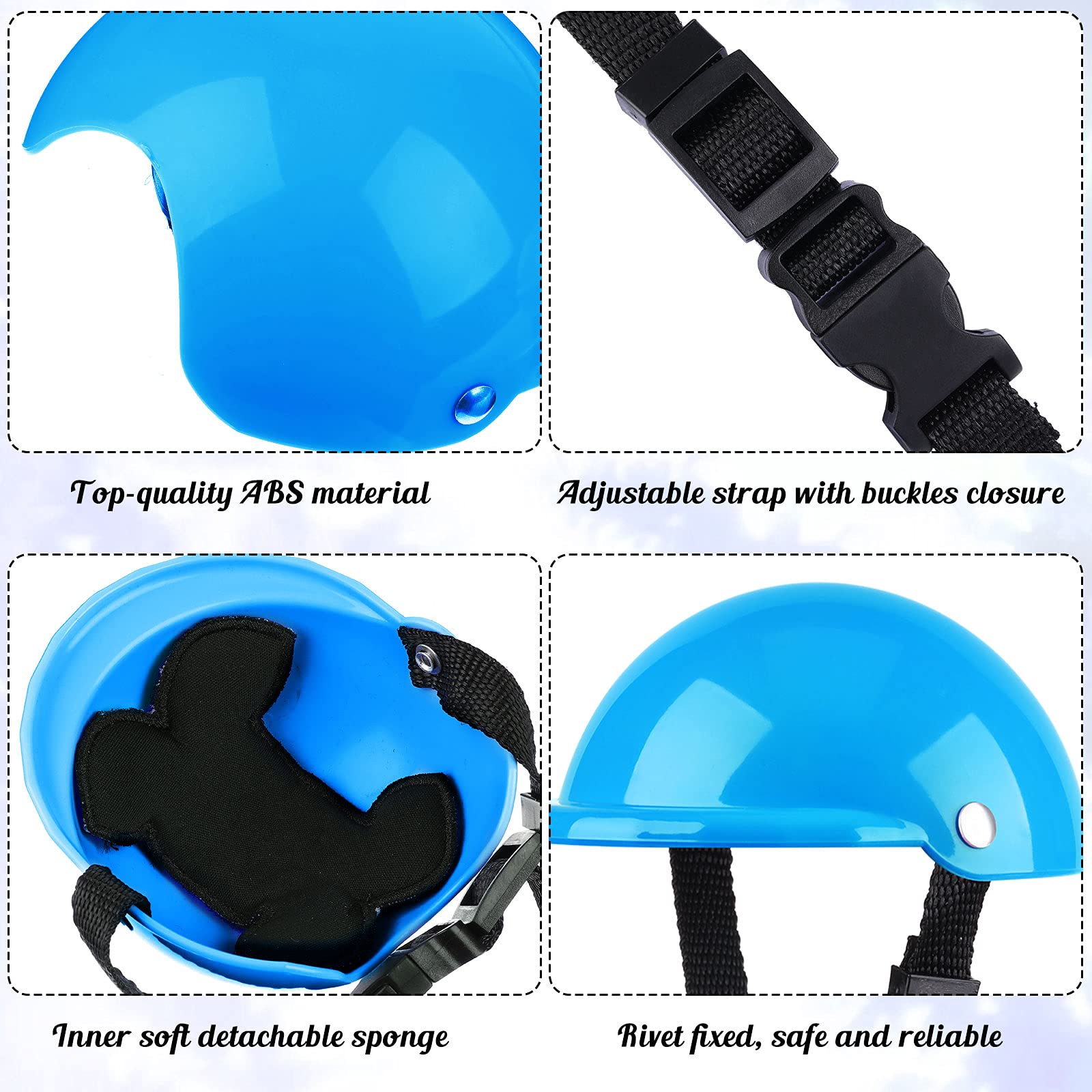 Small Dog Helmet Goggles Uv Protection Doggy Sunglasses Pet Dog Glasses Motorcycle Hard Safety Hat With Adjustable Belt Windproof Snowproof Eye Head Protection For Puppy Riding, S Size,S Size (Blue)