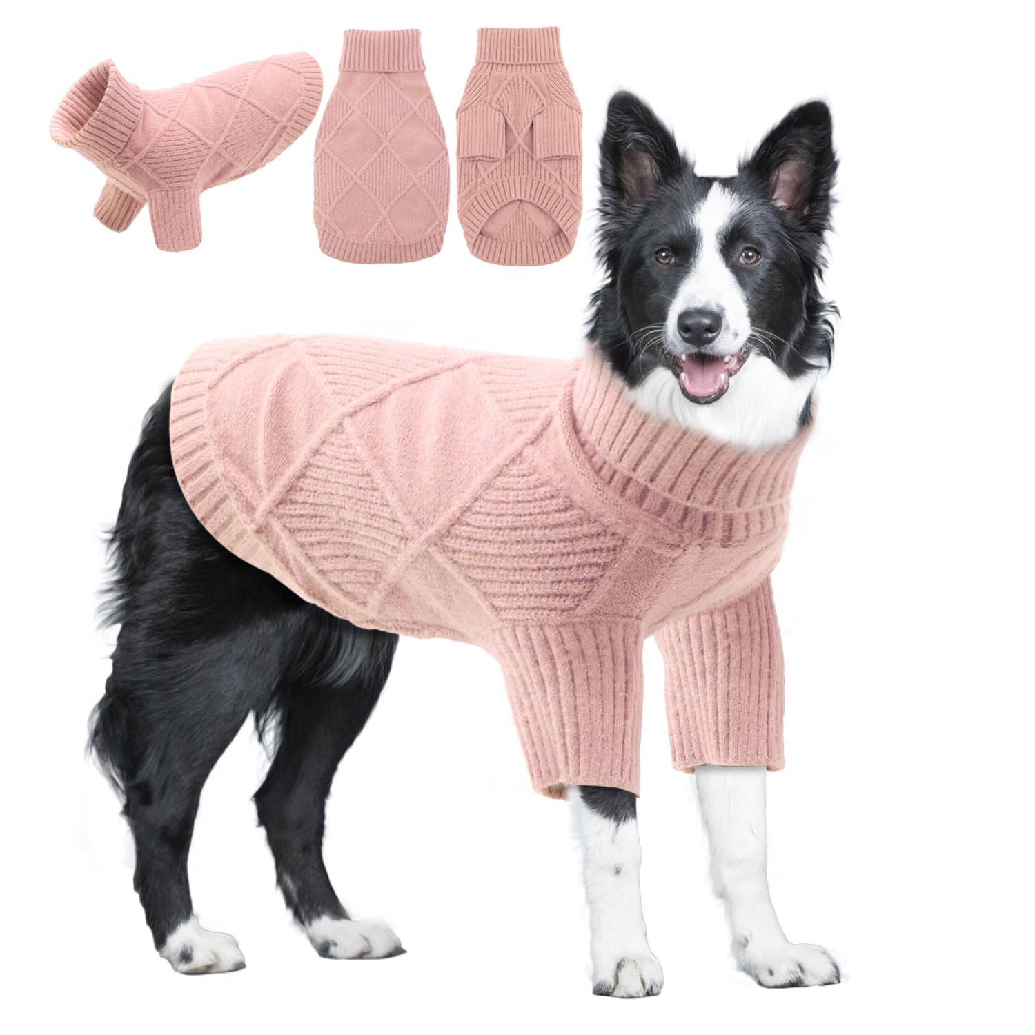Emust Pet Sweater, Dog Sweaters For Large Dogs With Sleeves, Warm Dog Sweater For Cold Weather, Pink 4Xl