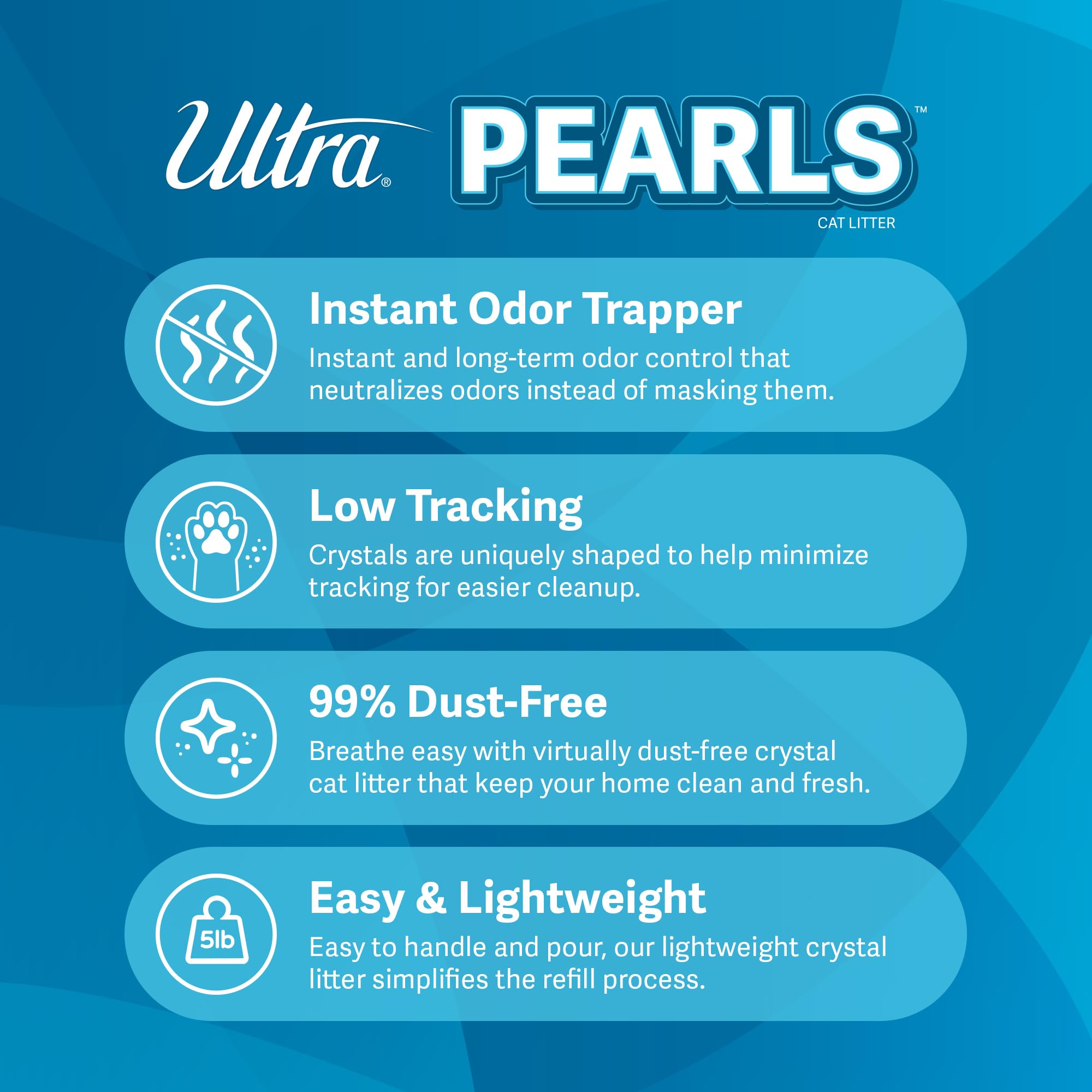 Ultra Pearls Premium Cat Litter - 99.9% Dust Free, Low Tracking, Soft On Paws, Fragrance Free - 15 Lbs. Total (3Pk Of 5 Lbs.)
