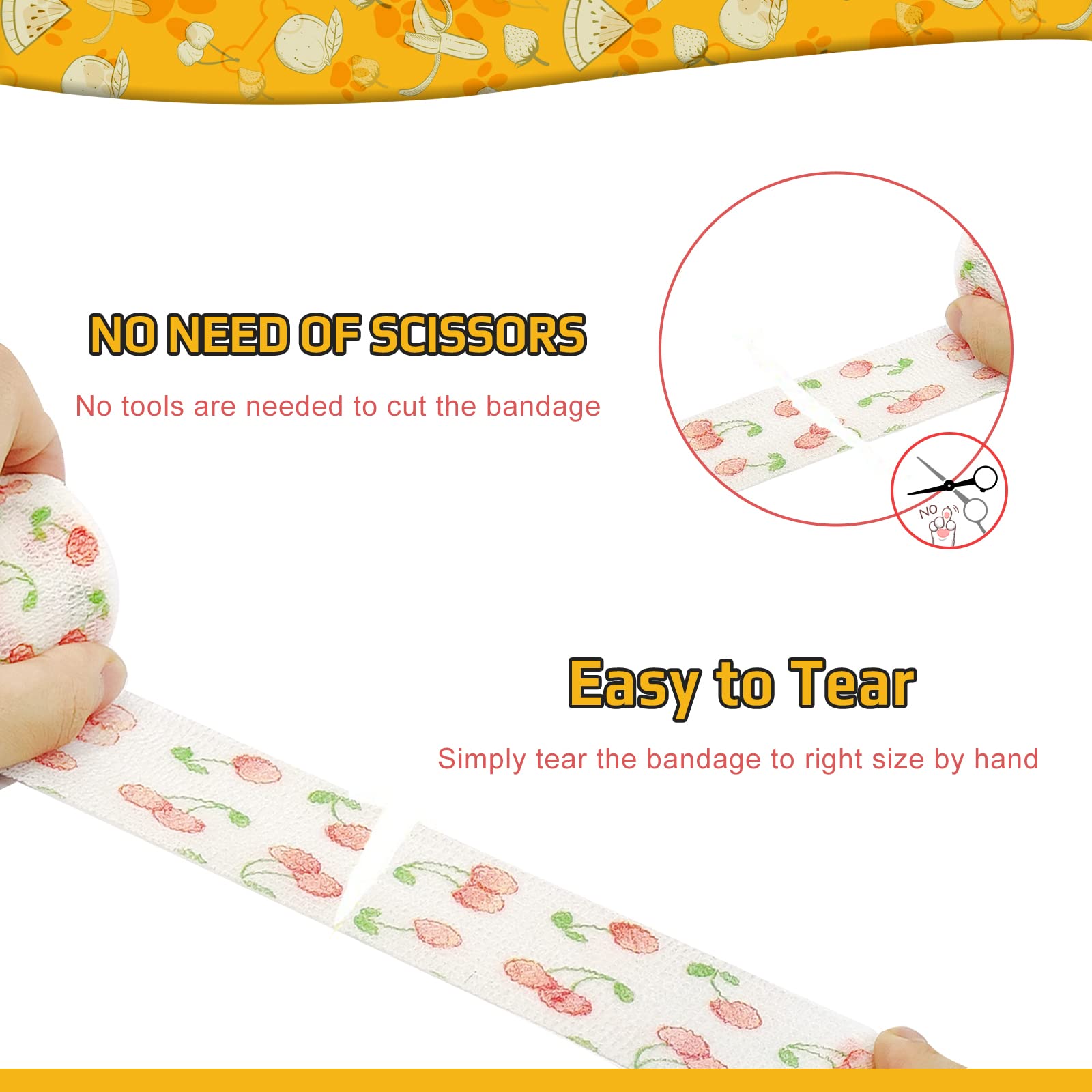 SafeSense 6 Pack Vet Wrap 2 inch for Dogs Horses, Pet Wrap Bandage Self Adhesive, Coban Bandages for Wounds Breathable Non Woven