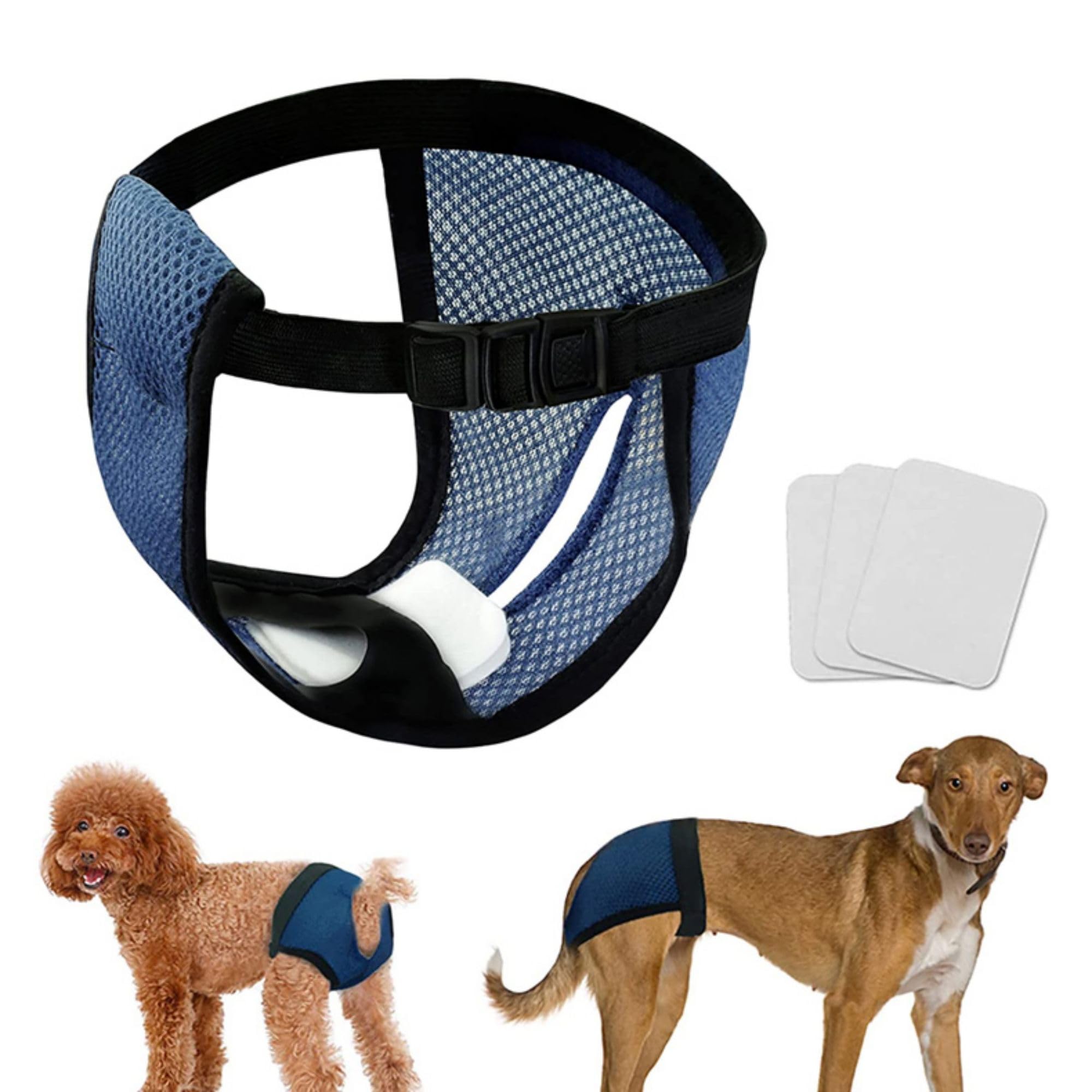 Ddfs Reusable Diapers For Female Dogs In Heat - Adjustable Protective Pants, Blue Xl (3 Pack)