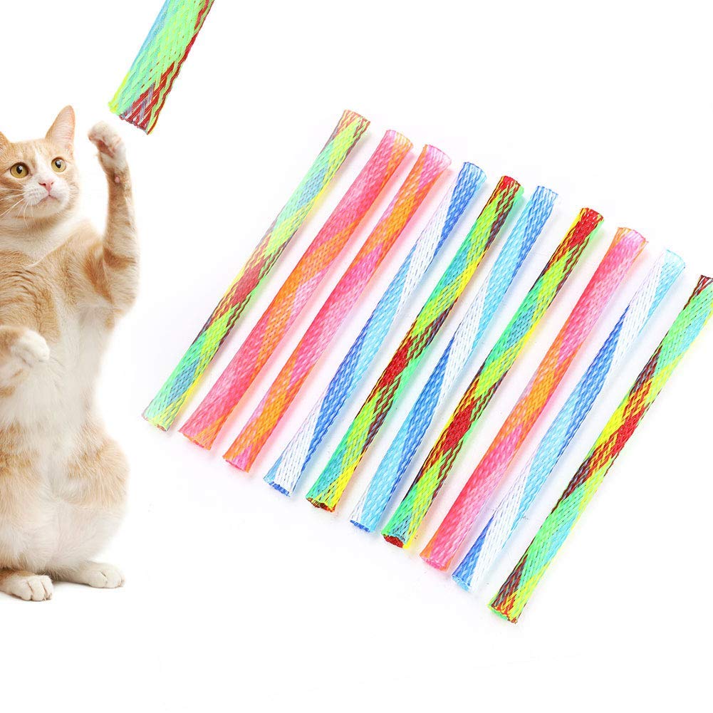 Cat Spring Tube Toy, 10Pcs Freely Folding Spring Shape Multi Color Cat Bouncing Toy Fun Pet Action Interactive Toys