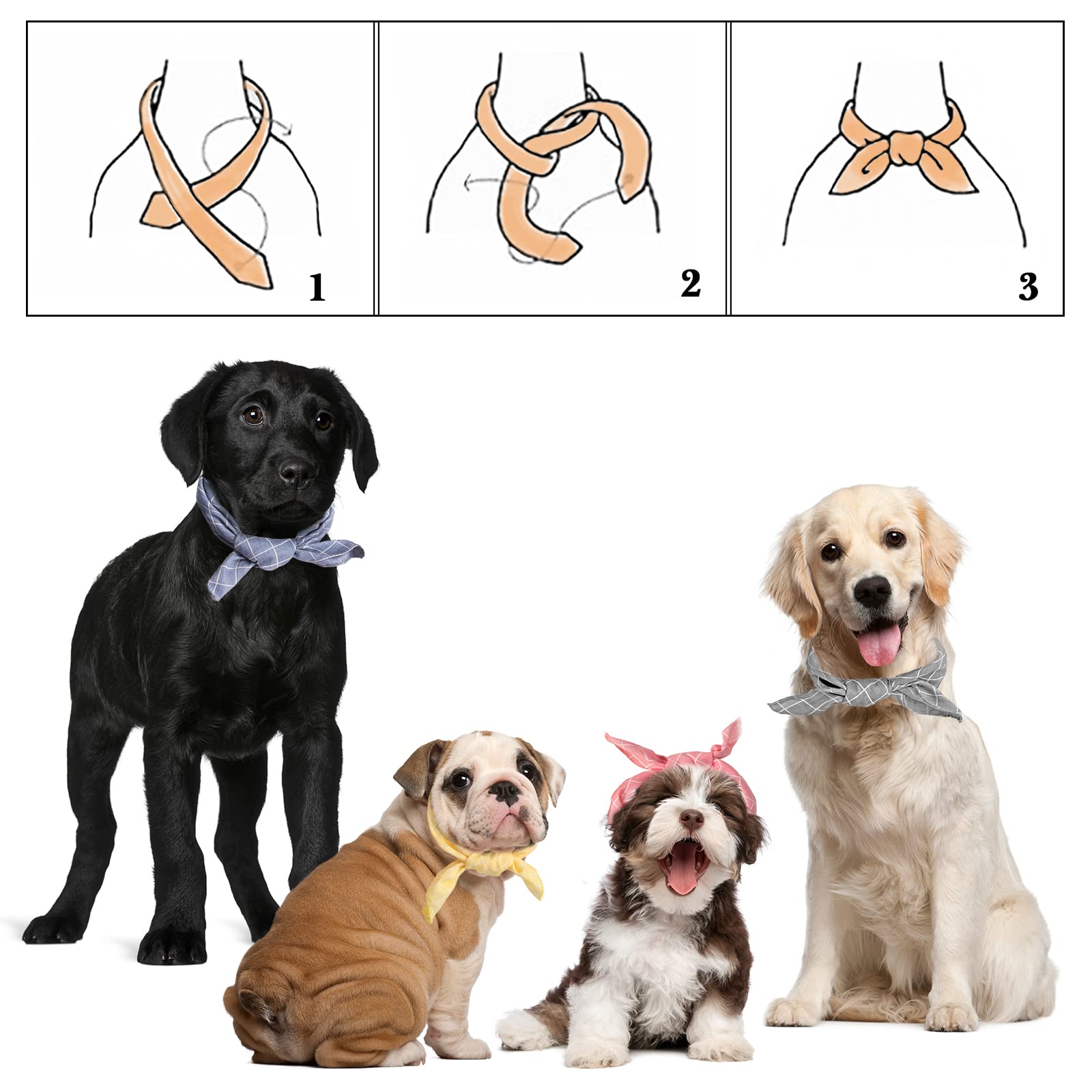 4Pcs Spring Dog Bandanas Cat Birthday Cute Soft Cotton Puppy Scarfs Washable Daily Handkerchief Pink Yellow Blue Grey Comfortabl