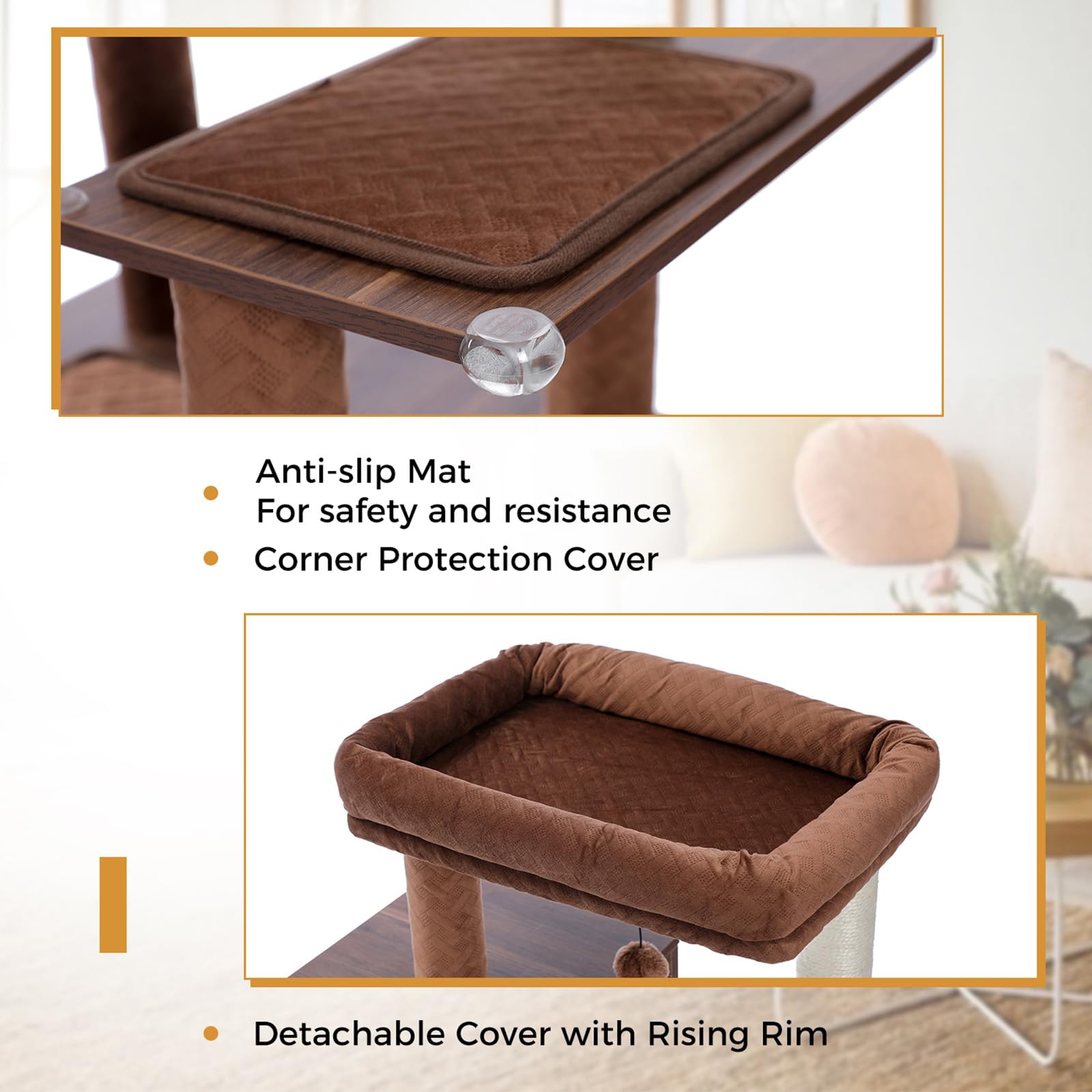 Miomum Tall Cat Tree With Litter Box Enclosure 56.7' Wooden Cat Tower For Large Cats With Cat Hammock House Bed (Wood Black)