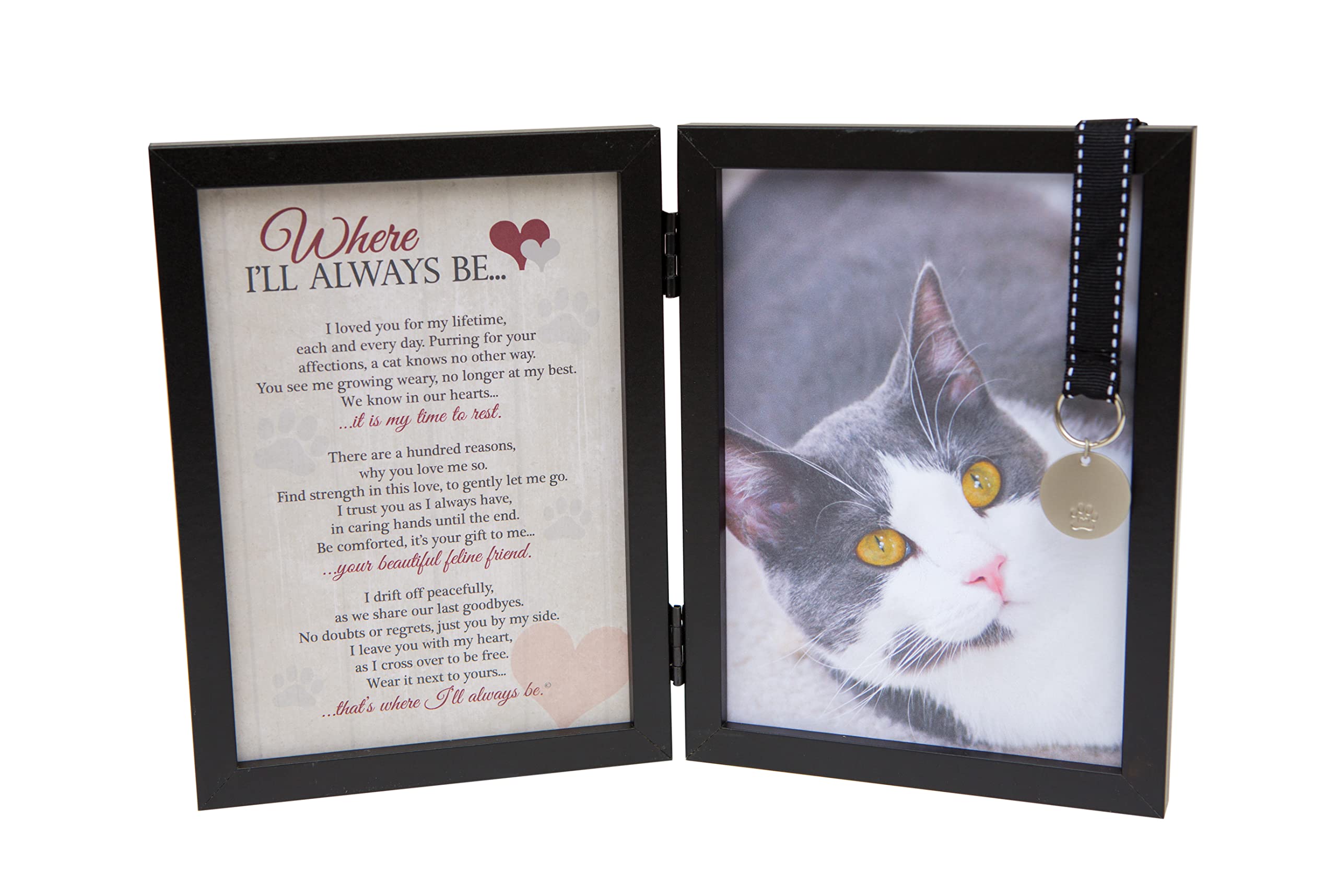 Where I'Ll Always Be Cat Memorial Photo Frame - Thoughtful Pet Memorial Gift (Frame With Pet Tag)