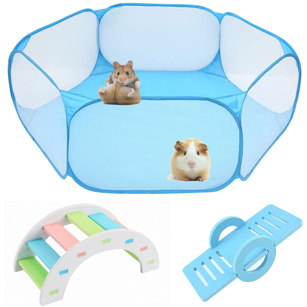 Hamster Foldable Exercise Playpen, Breathable And Transparent Pet Playpen, Indoor/Outdoor Cage Small Animal Fence For Syrian Ham