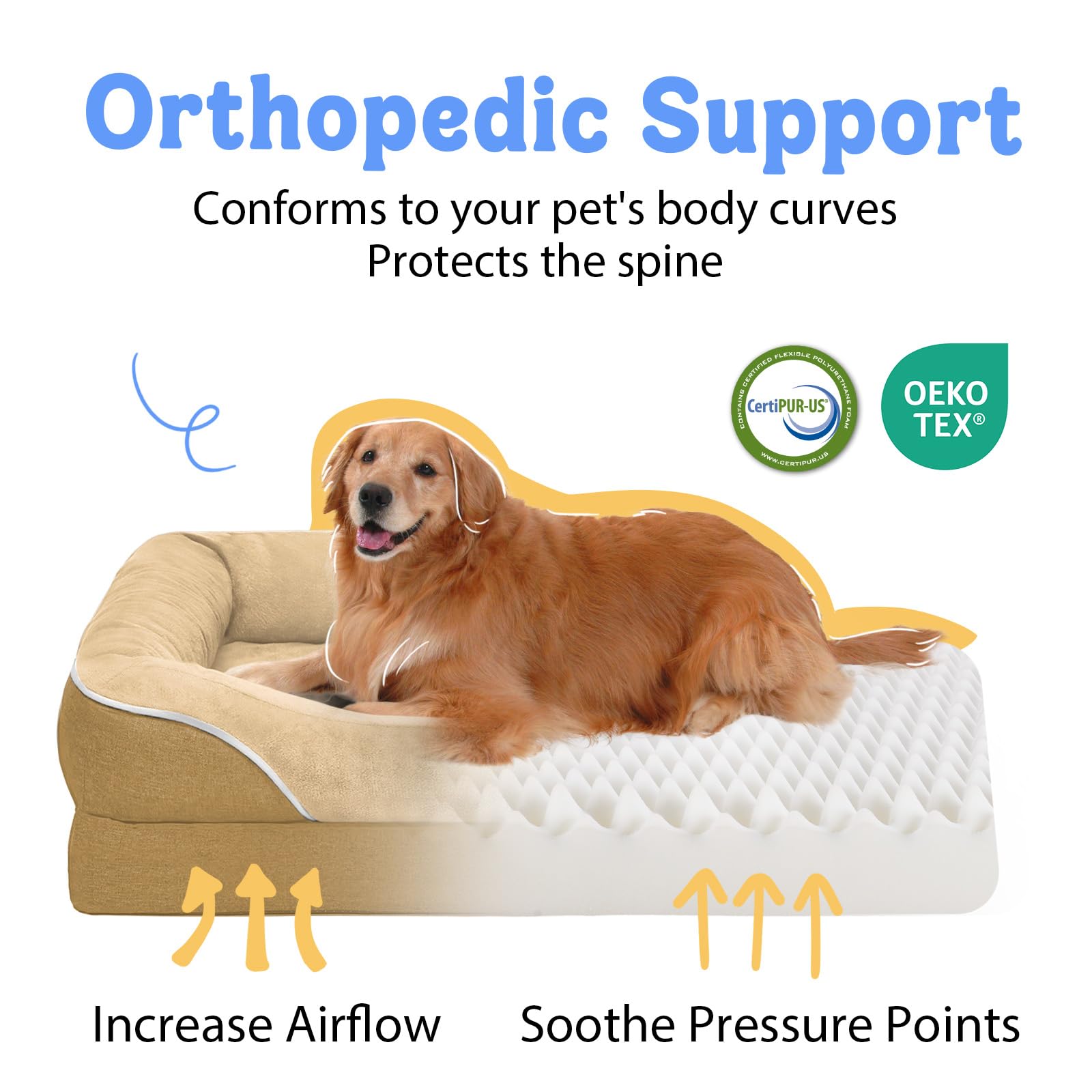 Washable Orthopedic Large Dog Bed -Xl Large Dog Bed With Removable & Waterproof Cover Pet Beds With Foam Support For Big Size Do