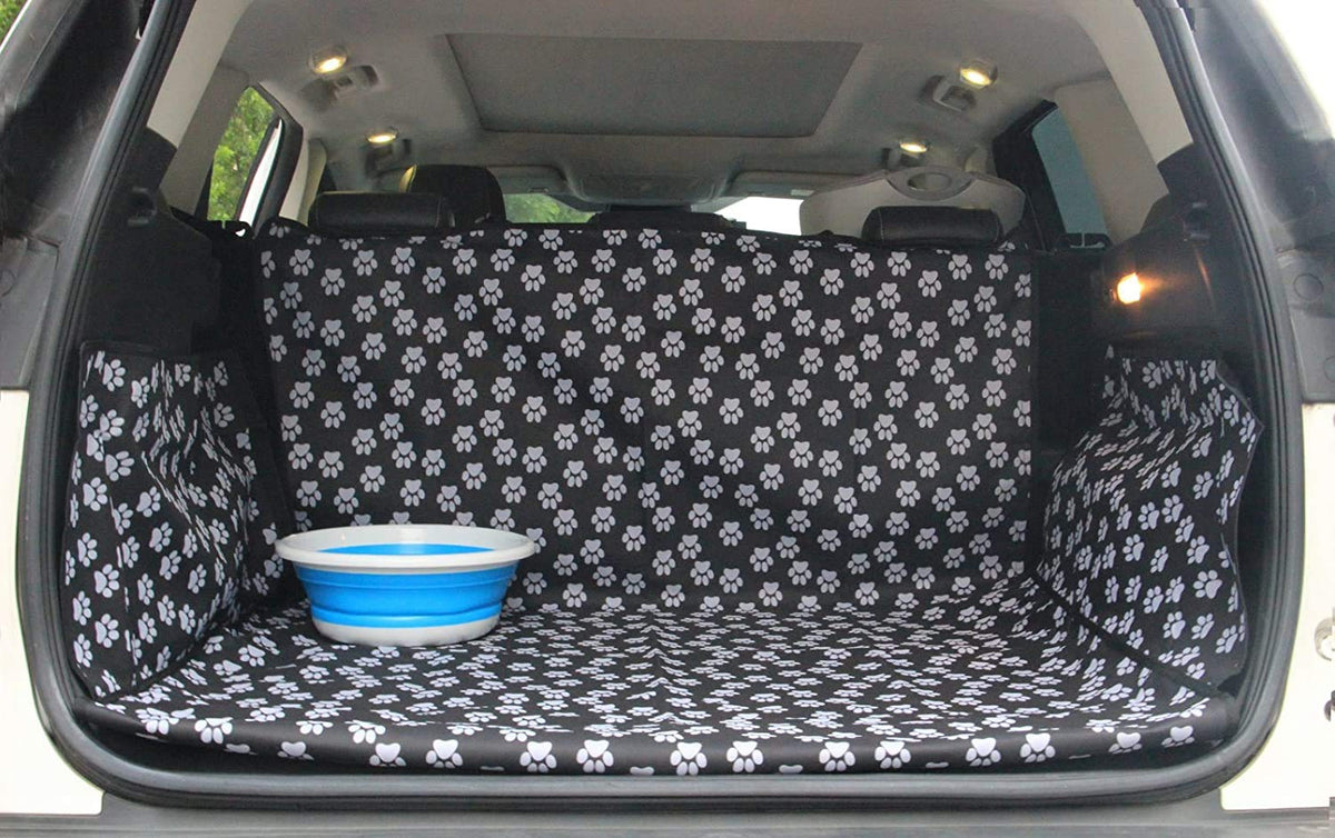 Cargo Liners - Paw Prints Trunk Protector For Dogs - Dog Suv Trunk Cover - Waterproof Car Dog Mat For Van - Washable Dog Accessories