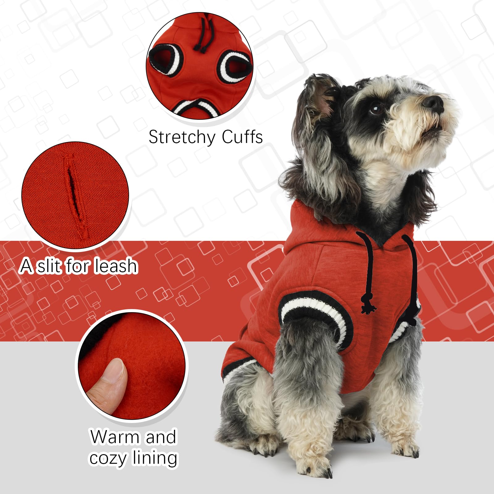 FUAMEY Dog Hoodie,Winter Dog Fleece Sweaters Pet Warm Sweatshirt Pet Pullover Dog Clothes with Pocket Soft Warm Christmas Outfit