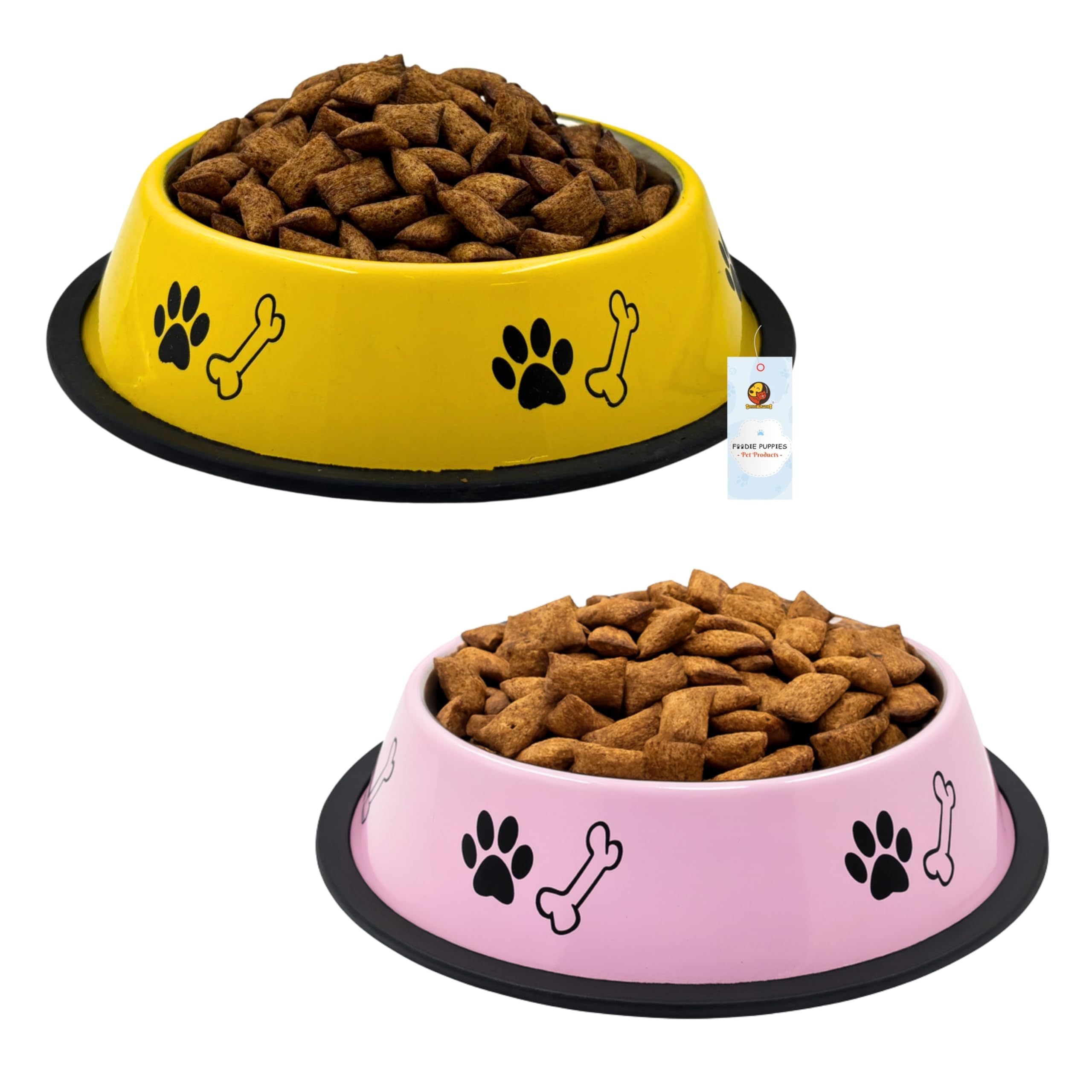 Foodie Puppies Stainless Steel Dog Bowl Combo  (Large, 1800Ml) Food And Water Feeding Bowl | Suitable For Medium To Large Dogs 