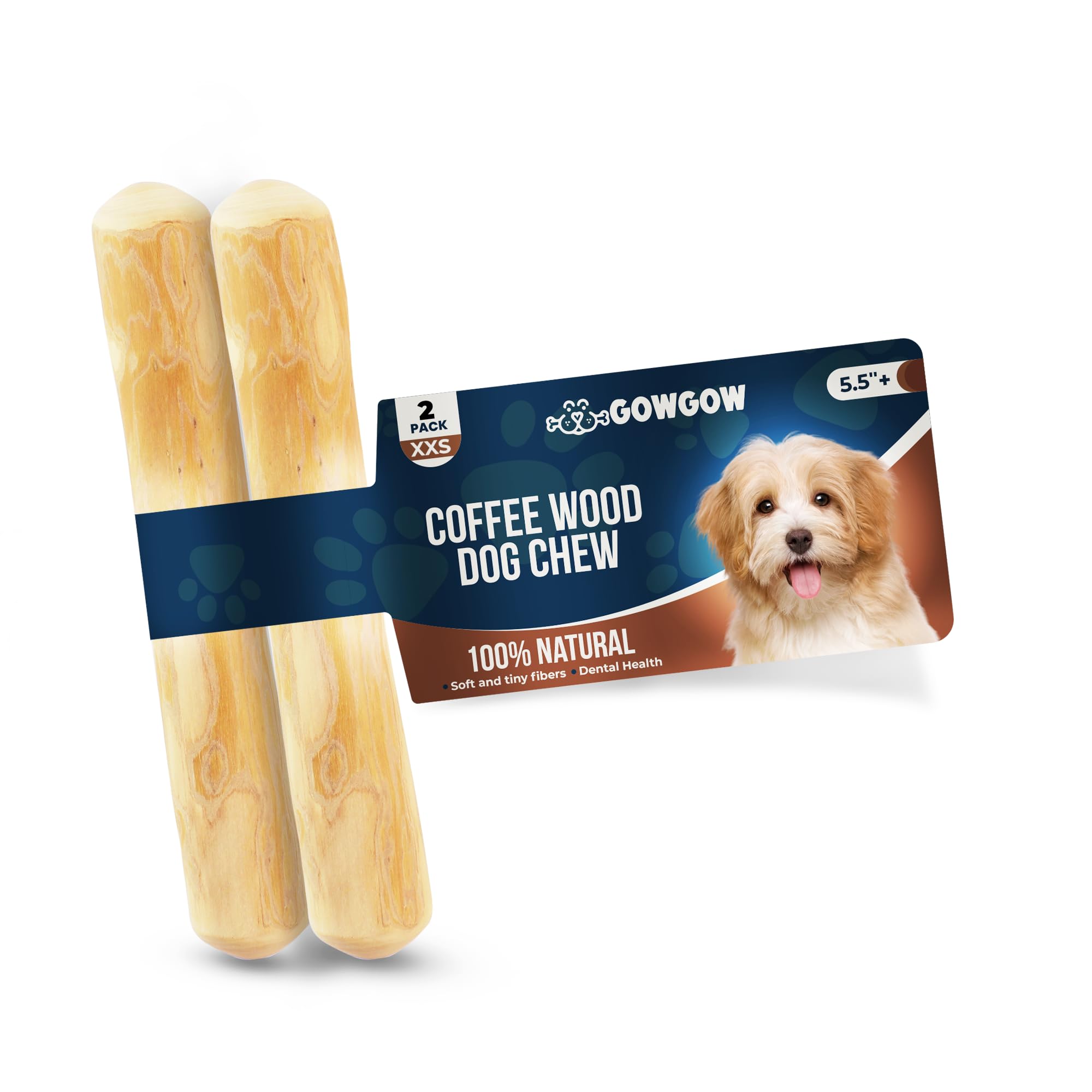 Gowgow Real Coffee Wood Chew Toy For Dogs - 100% Natural Toys For Puppies Under 12Lbs - Puppy Chew Toys For Teething - Wood Toys