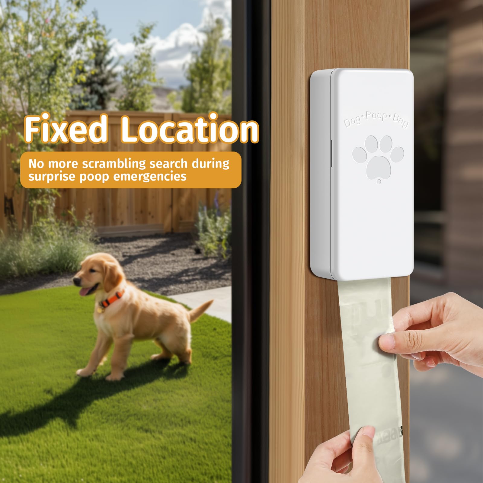 Qeerable Dog Poop Bag Dispenser, Wall-Mounted Dog Bag Dispenser Outdoor Or Indoor For Doggy And Pets, White Dog Poop Bag Holder