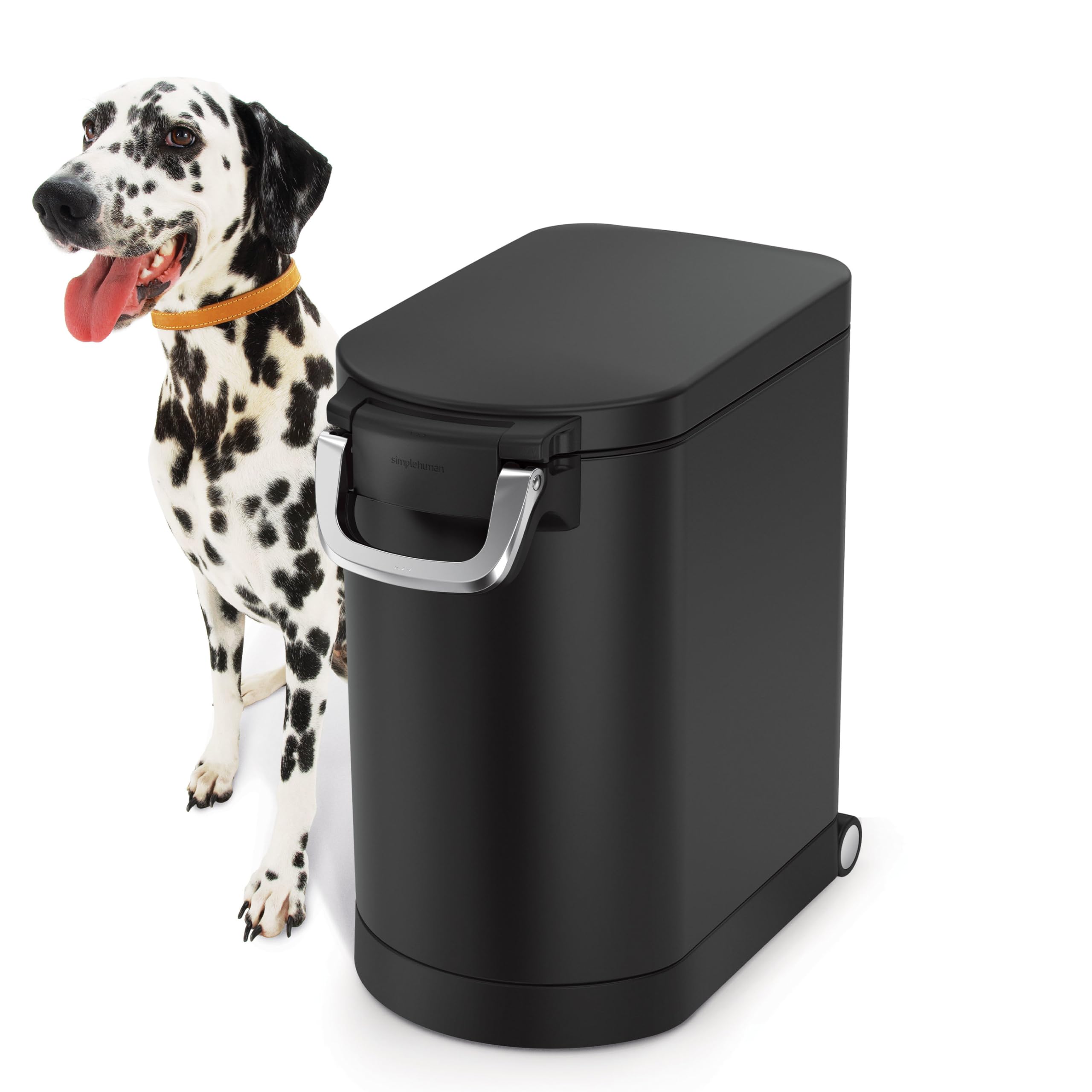 simplehuman 25 Liter, 27 lb / 12.2 kg Medium Pet Food Storage Container for Dog Food, Cat Food, and Bird Feed, Alloy Steel, Matt