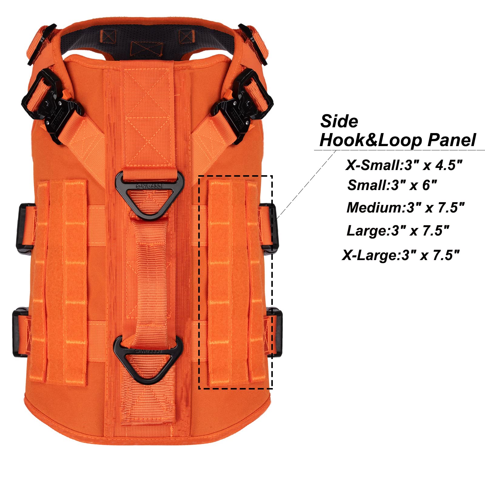 Icefang Tactical Dog Operation Harness With 6X Buckle,Dog Molle Vest With Handle,3/4 Body, Hook And Loop Panel For Id Patch,No Pulling Front Clip (Xl (Neck 19'-29'; Chest 31'-40'), Safety Orange)