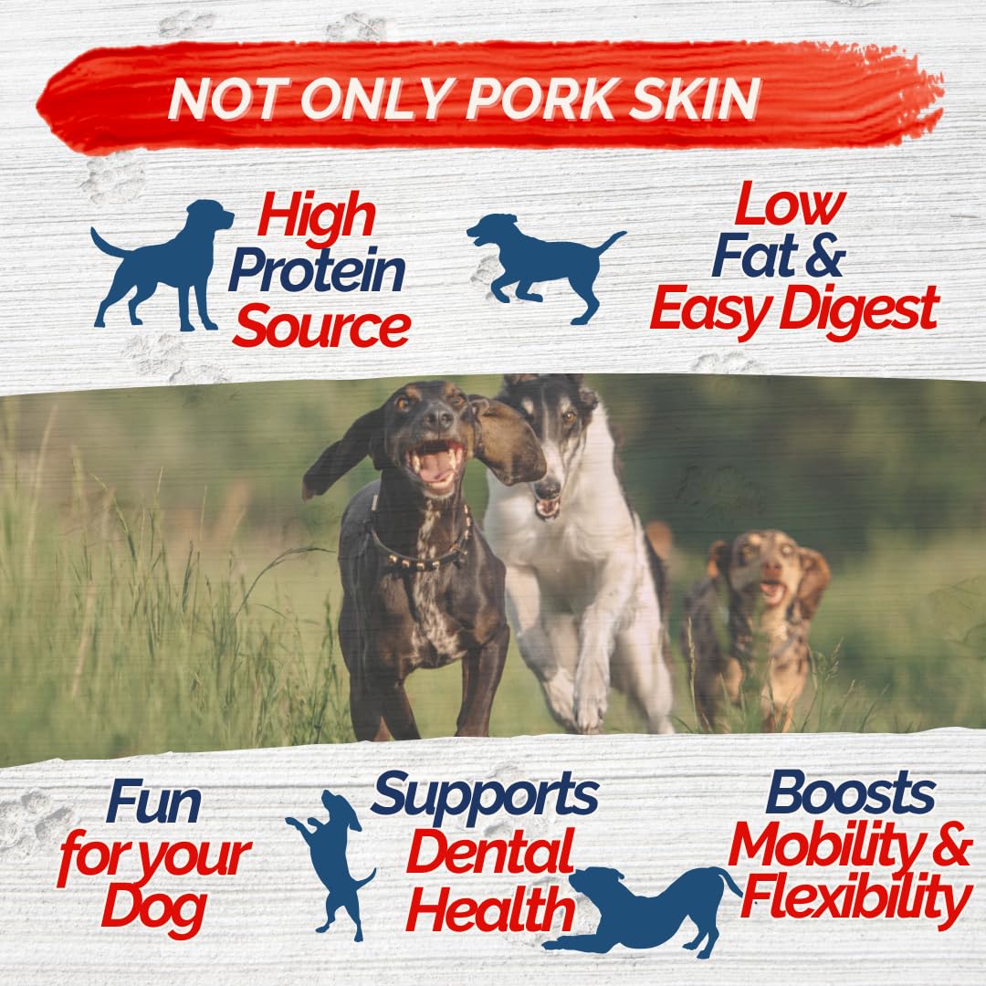 Fresh Farms 18 Pack 6-Inch Pork Skin Twists - Natural Rawhide-Free Dog Chews Long Lasting and Fully Digestible Treats - Single I