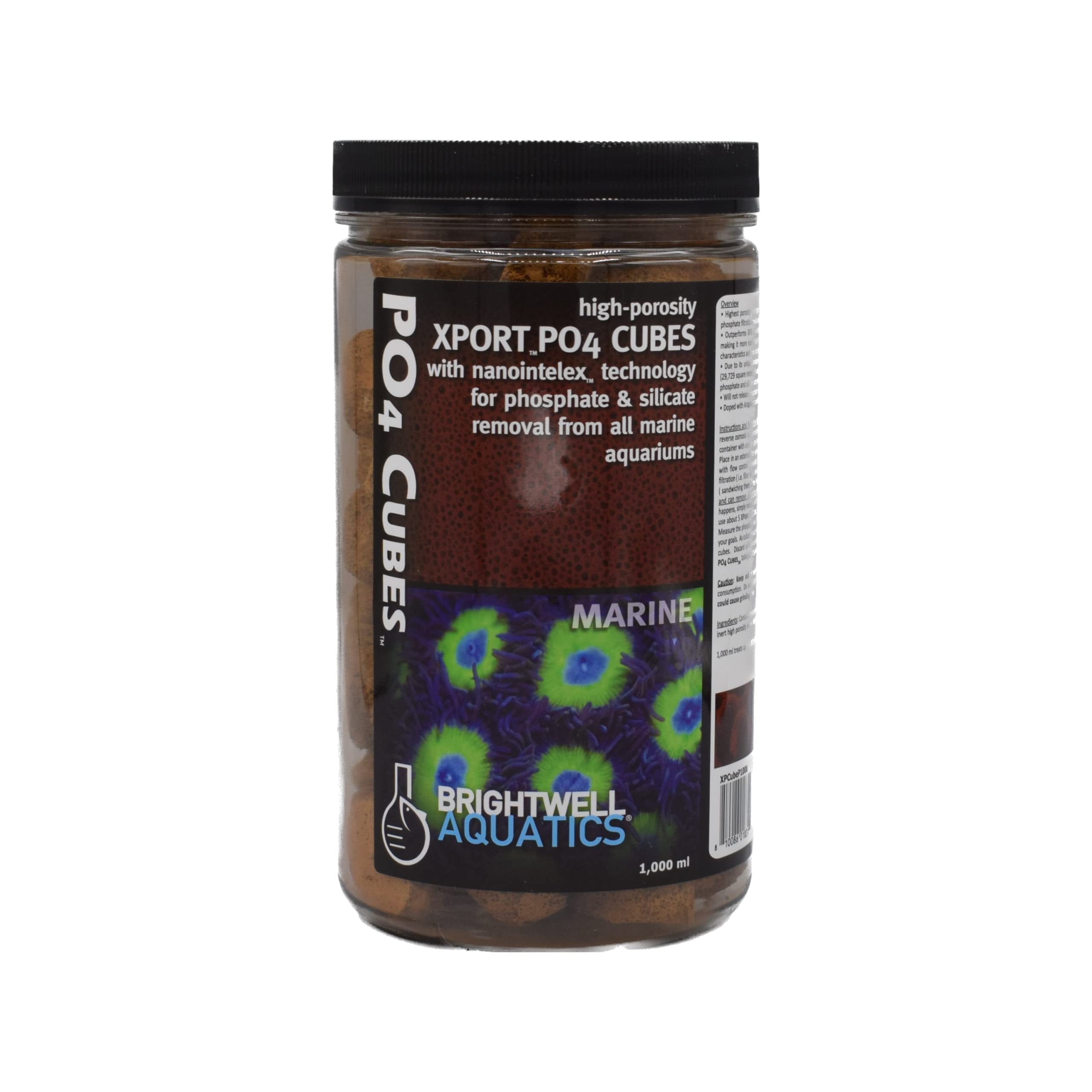 Brightwell Aquatics Xport Po4 Cubes - High-Porosity Cube Filter Media For Phosphate & Silicate Removal From All Ponds & Freshwater & Marine Aquariums, 1000Ml (Xpcubep1000)
