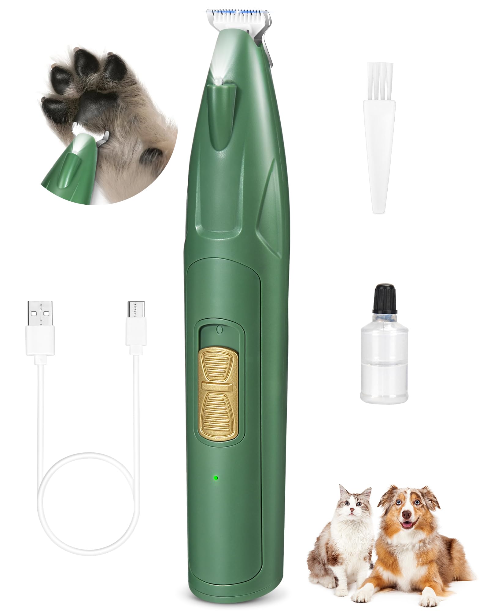 LEYOUFU Dog Paw Trimmer with LED Light, 2 Speed Dog Clippers for Grooming Small Dogs, Rechargeable Low Noise Pet Shaver for Trim