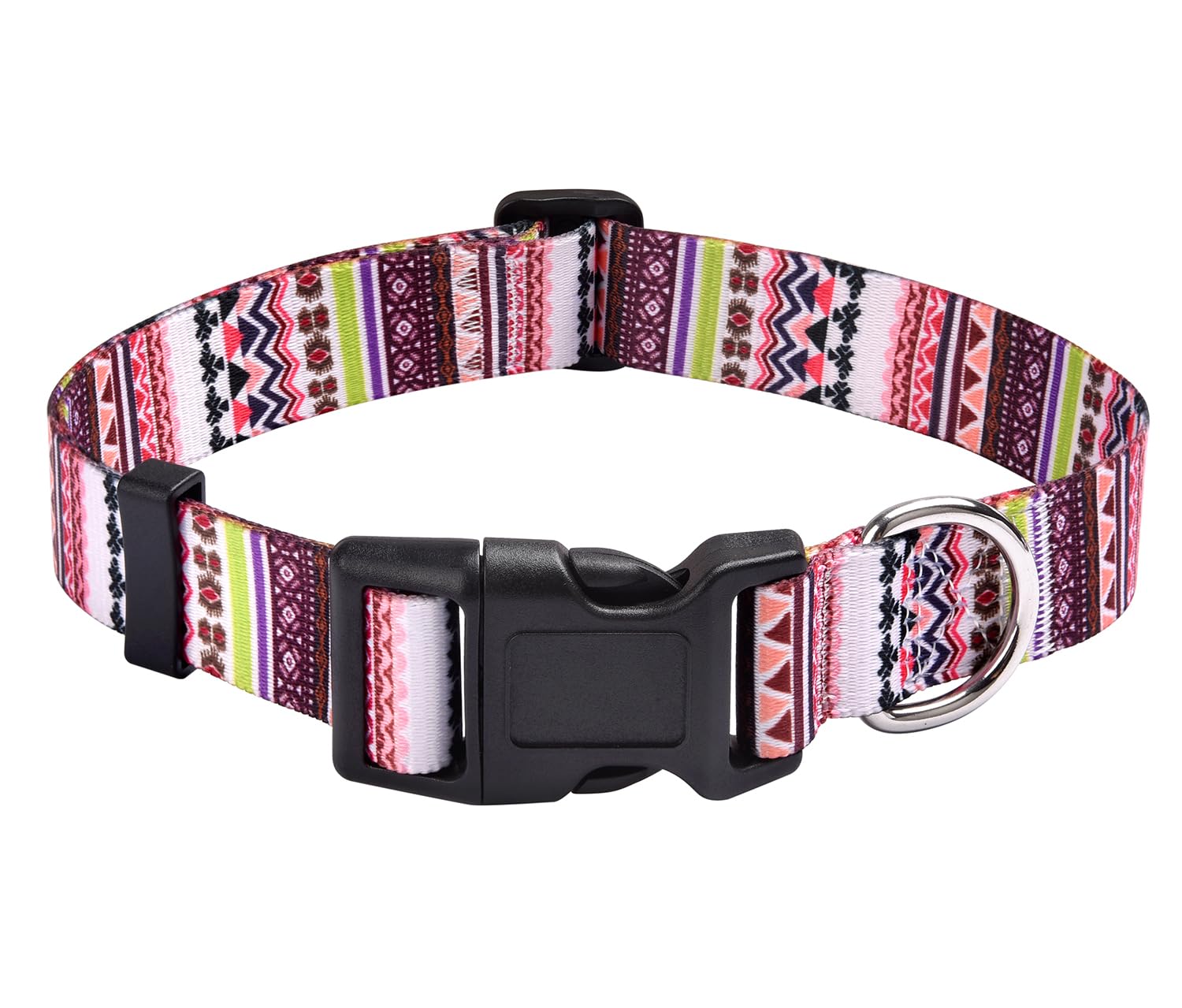Mihqy Dog Collar With Bohemia Floral Tribal Geometric Patterns - Soft Ethnic Style Collar Adjustable For Small Medium Large Dogs(Pink Bohemia,M)