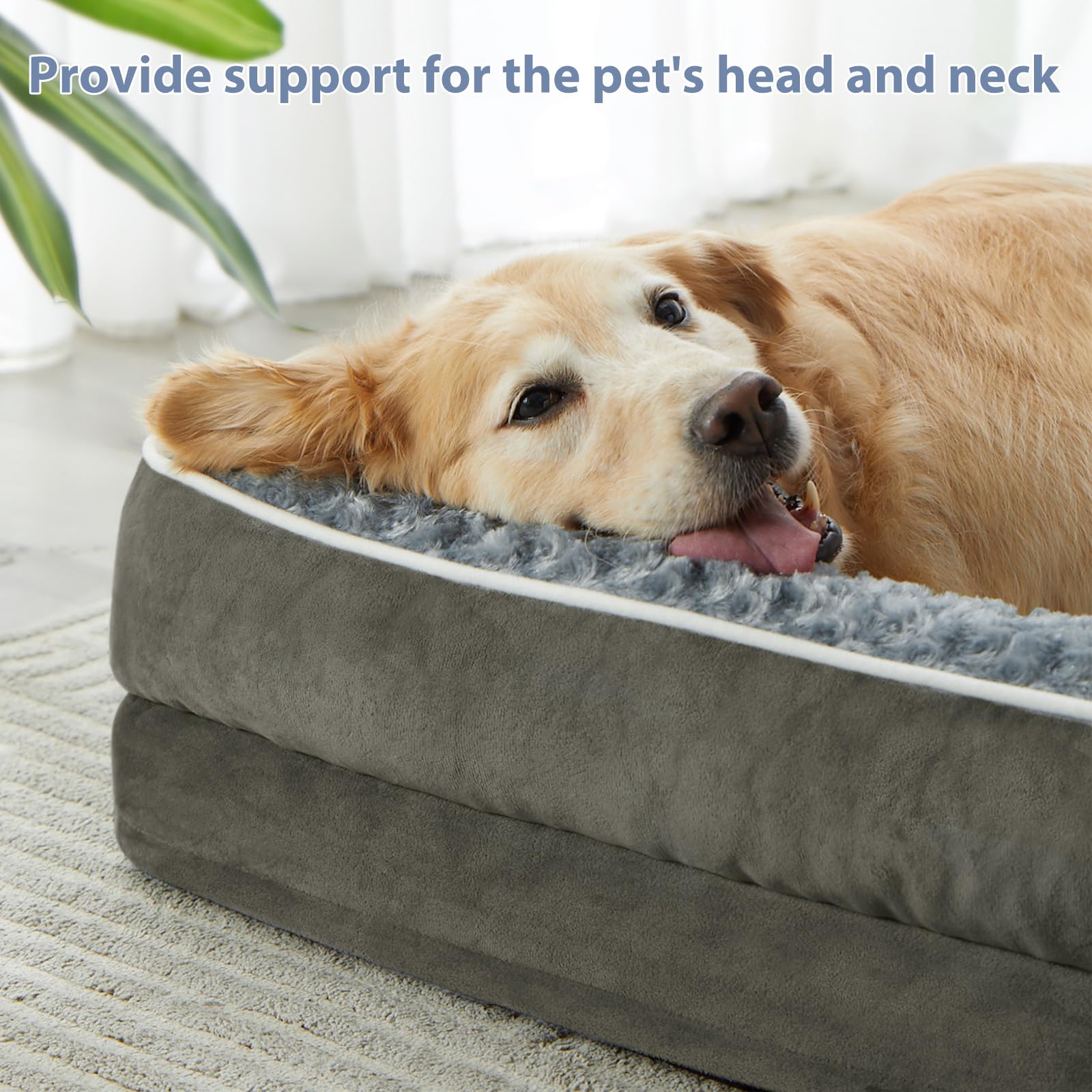 Bfpethome Orthopedic Dog Beds For Large Dogs-Waterproof Sofa Dog Bed With Removable Washable Cover, Big Pet Bed With Waterproof