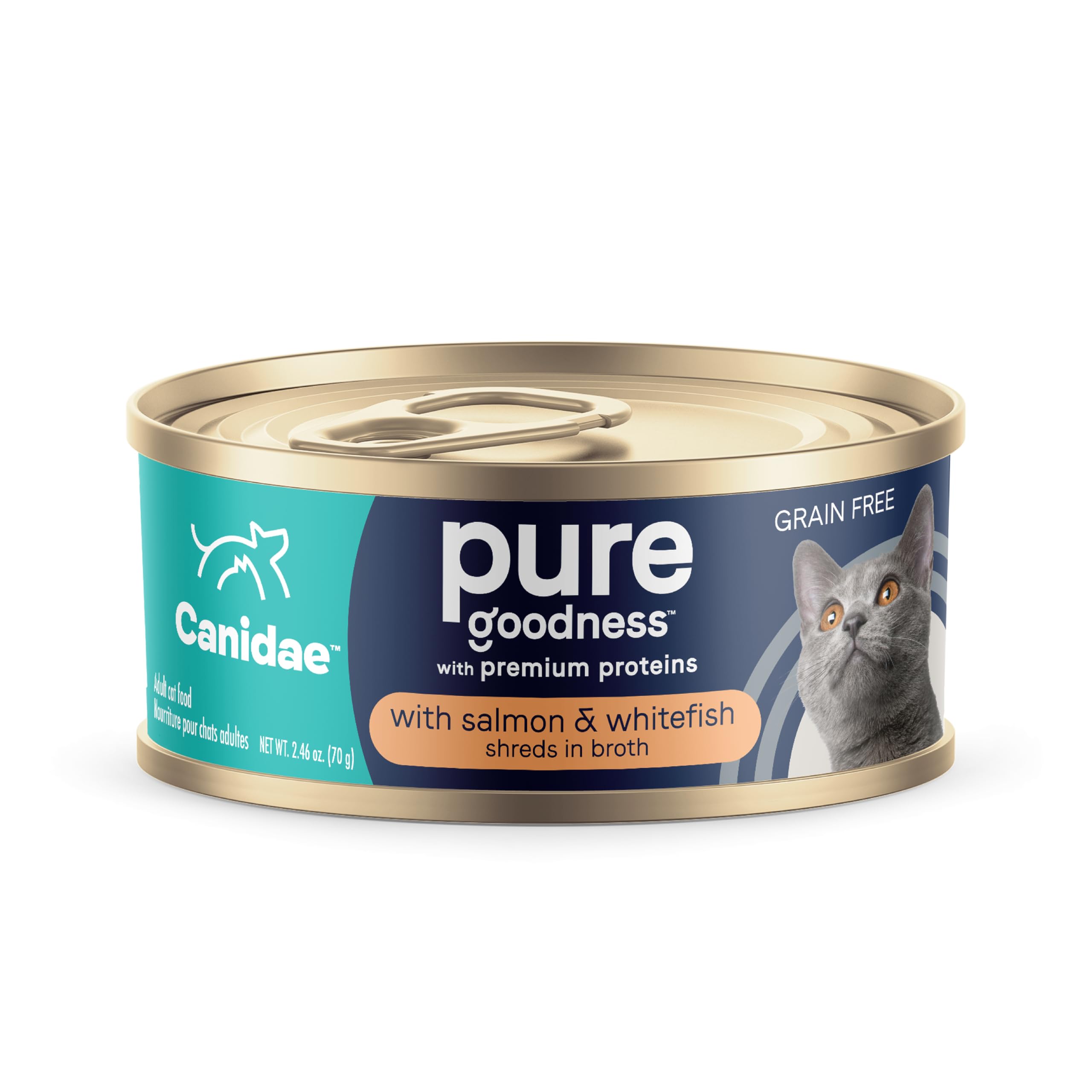 CANIDAE PURE With Salmon and Whitefish in Broth Cat Wet (24) 2.46 oz.