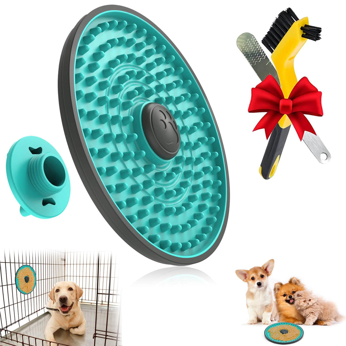 Lick Mat for Dogs, Dog Crate Lick Pads Slow Feeder, Lick Pad Crate Training Toy Crate Lick Plate,Very Suitable Peanut Butter, Tr