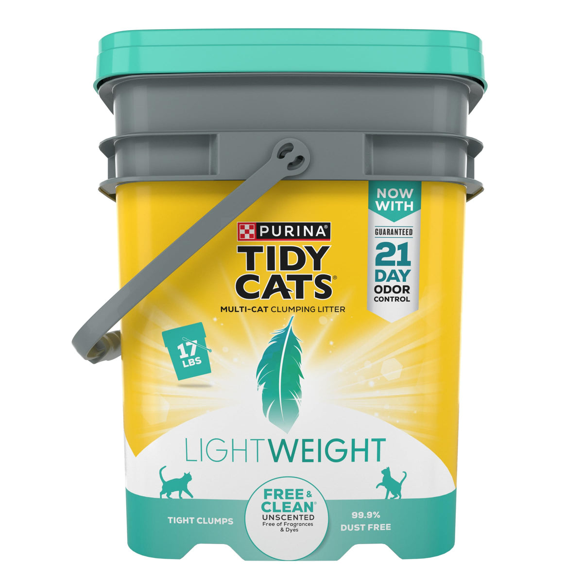 Purina Tidy Cats Low Dust, Clumping Cat Litter Odor Control, Lightweight Free And Clean Unscented, Multi Cat Litter - 17 Pound (Pack Of 1)