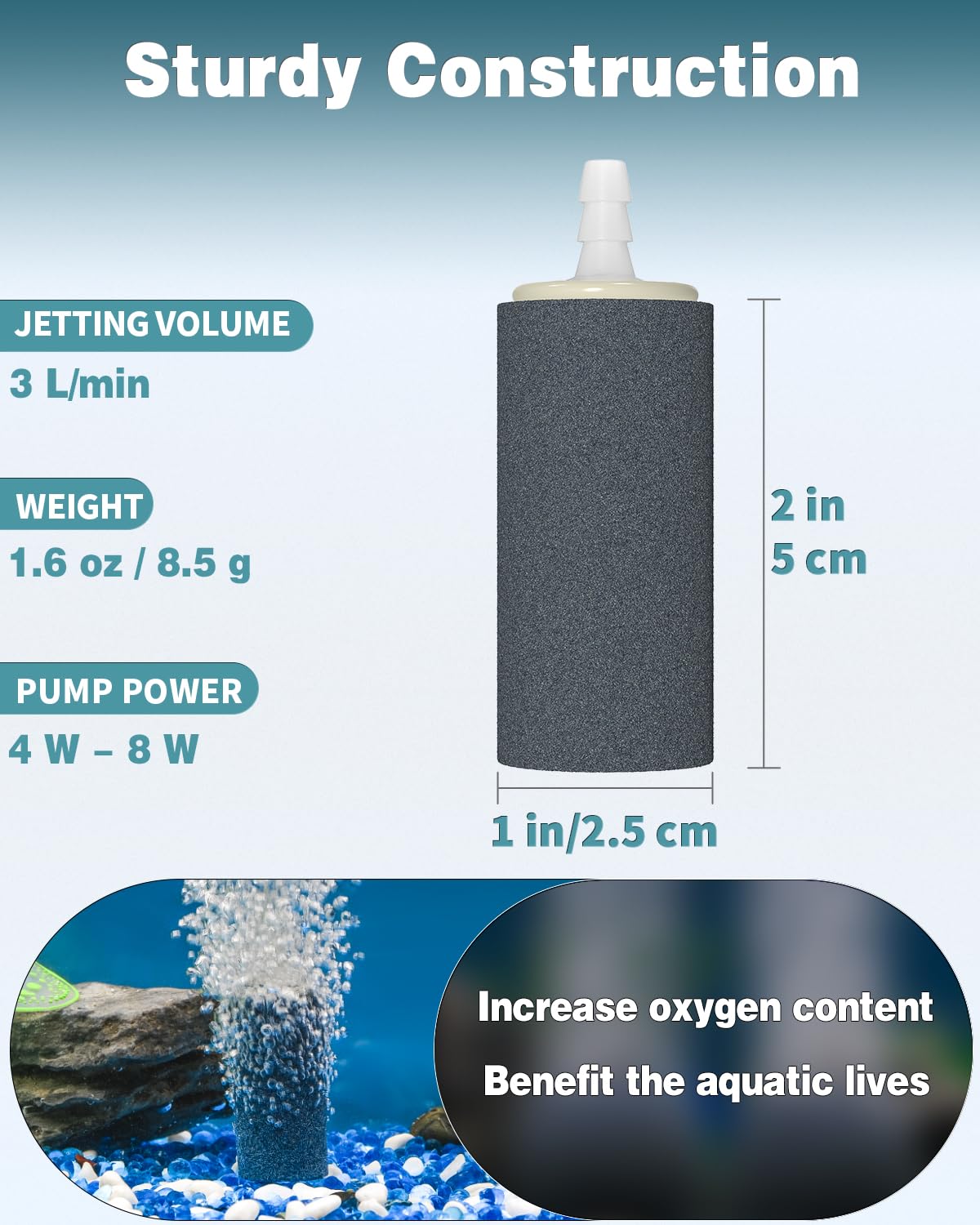 Pawfly Aquarium 2 Inch Air Stone, Aerator Stone Bubble Diffuser For Air Pumps Fish Tanks Buckets And Garden Ponds, 4 Pack