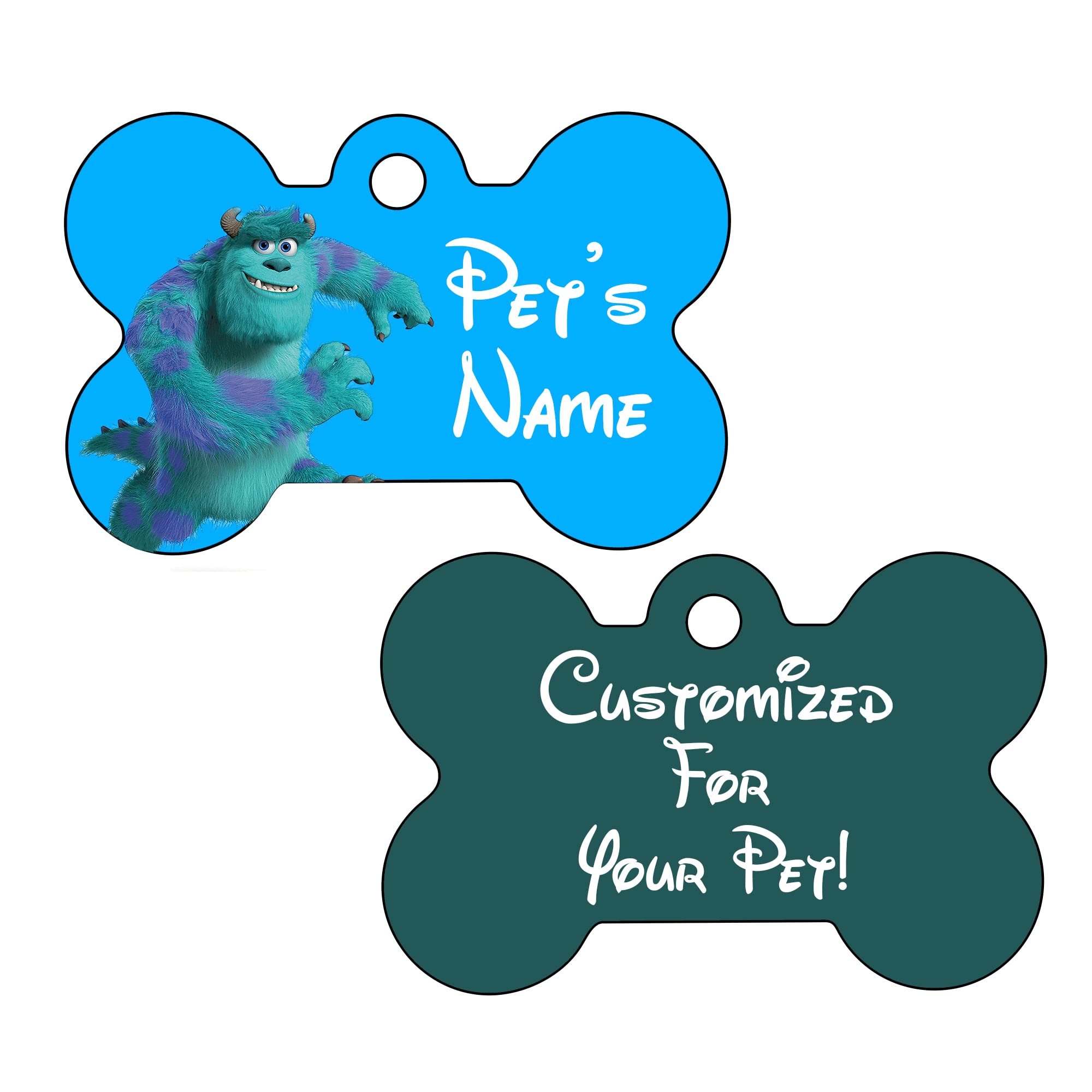 Double Sided Pet Id Tags For Dogs & Cats Personalized For Your Pet (Sulley, Bone Shaped)