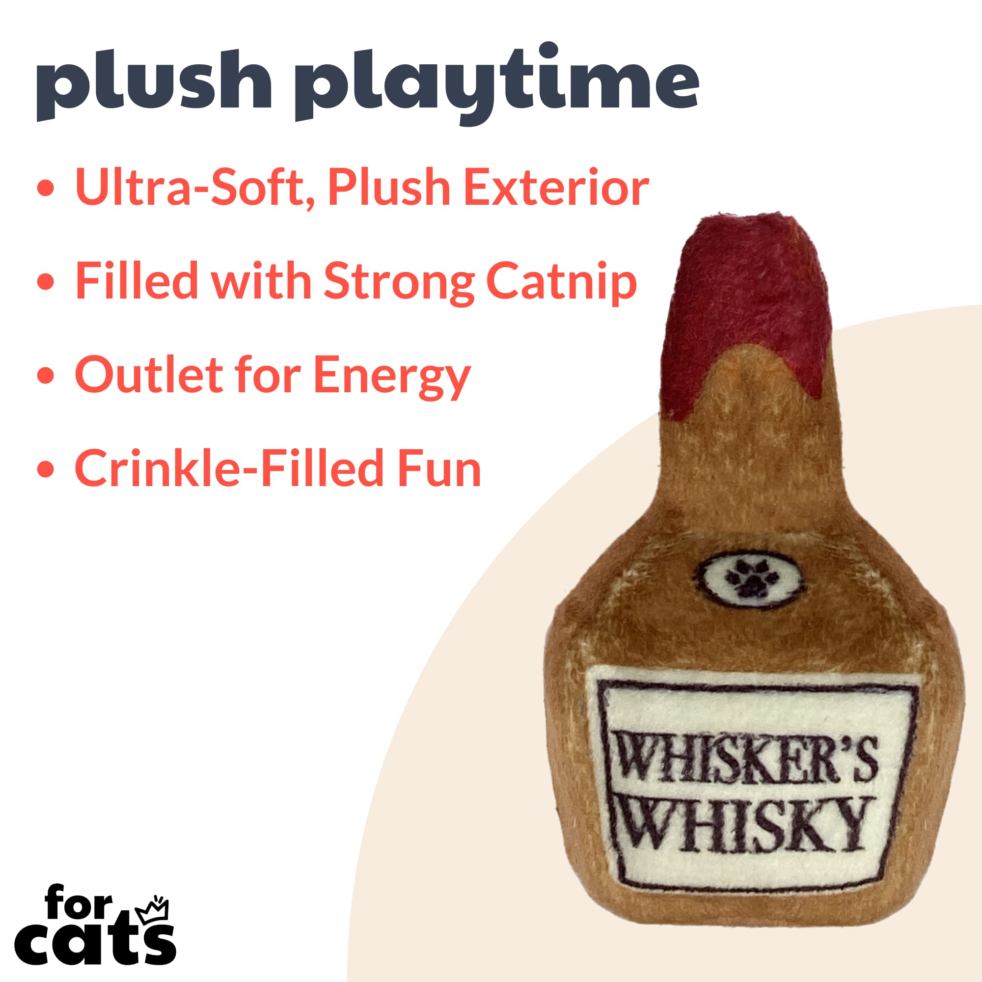 Huxley & Kent Plush Cat Toy - Whisker'S Whiskey - Nappy Hour Strong Catnip Filled - Plush Interactive Kitten And Cat Toy With Ca