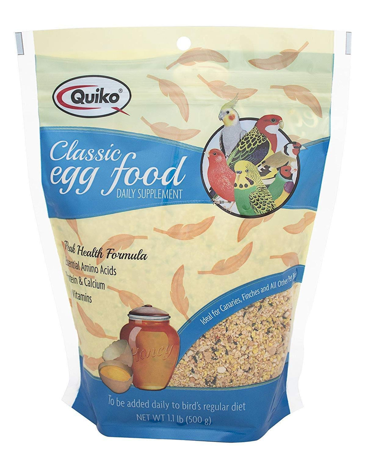 Quiko Classic Egg Food Daily Supplement - Peak Health Formula, Ideal For Canaries, Finches And All Other Pet Birds, 1.1 Lb., Sage