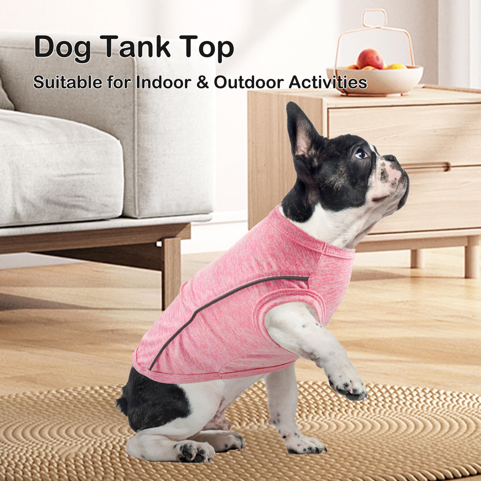 Vehomy 2 Pack Quick-Dry Dog Summer T-Shirt With Reflective Strips, Breathable Cooling Tank Top, Pet Sun Protection Clothes For D