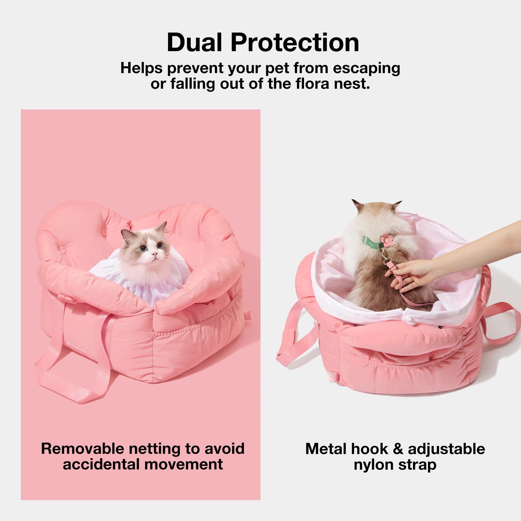 Vetreska Dog Carrier Dog Car Seat For Small Dogs - Washable Cat Carrier Portable Puppy Bed For Car Seat Of Easy Installation Pet