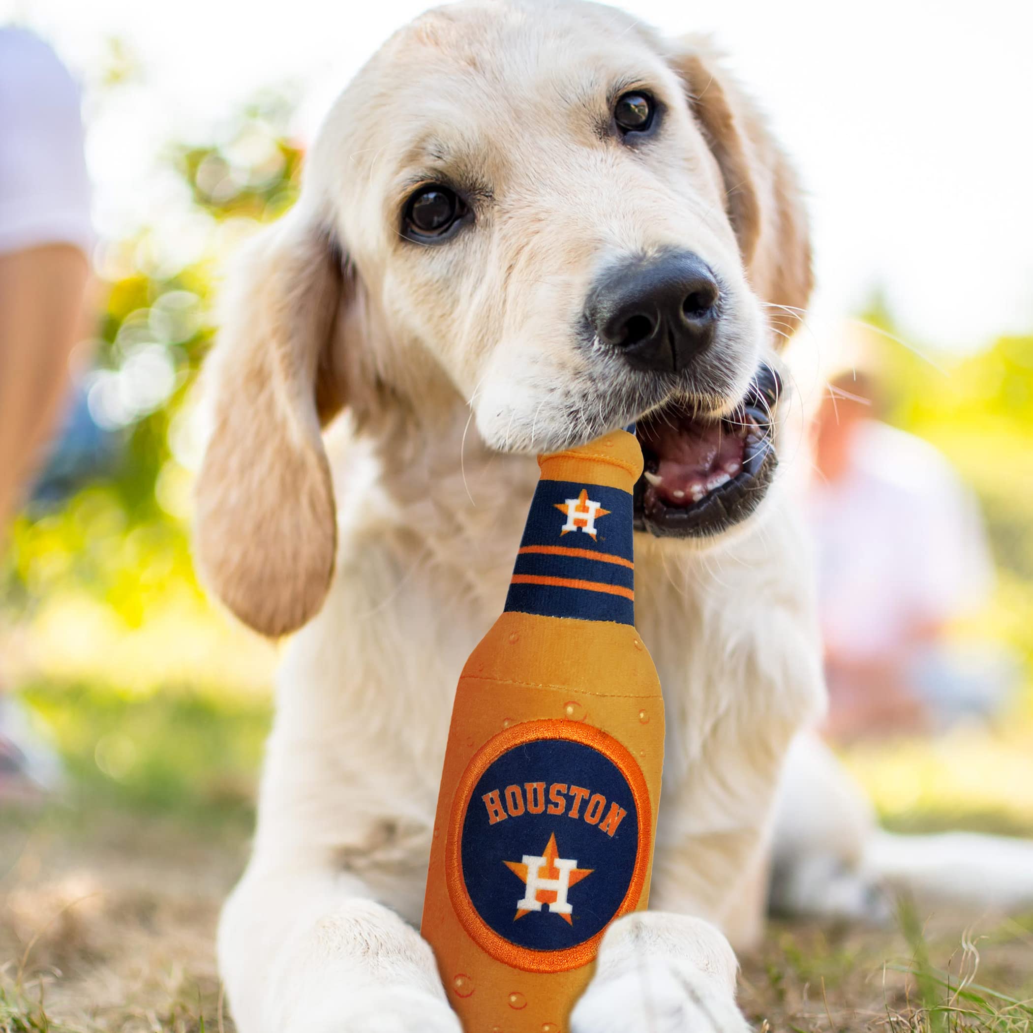 Pets First Mlb Houston Astros Stadium Beer Bottle Plush Dog Toy-Cutest Plush Toy For Dogs & Cats With Inner Squeaker & Premium E
