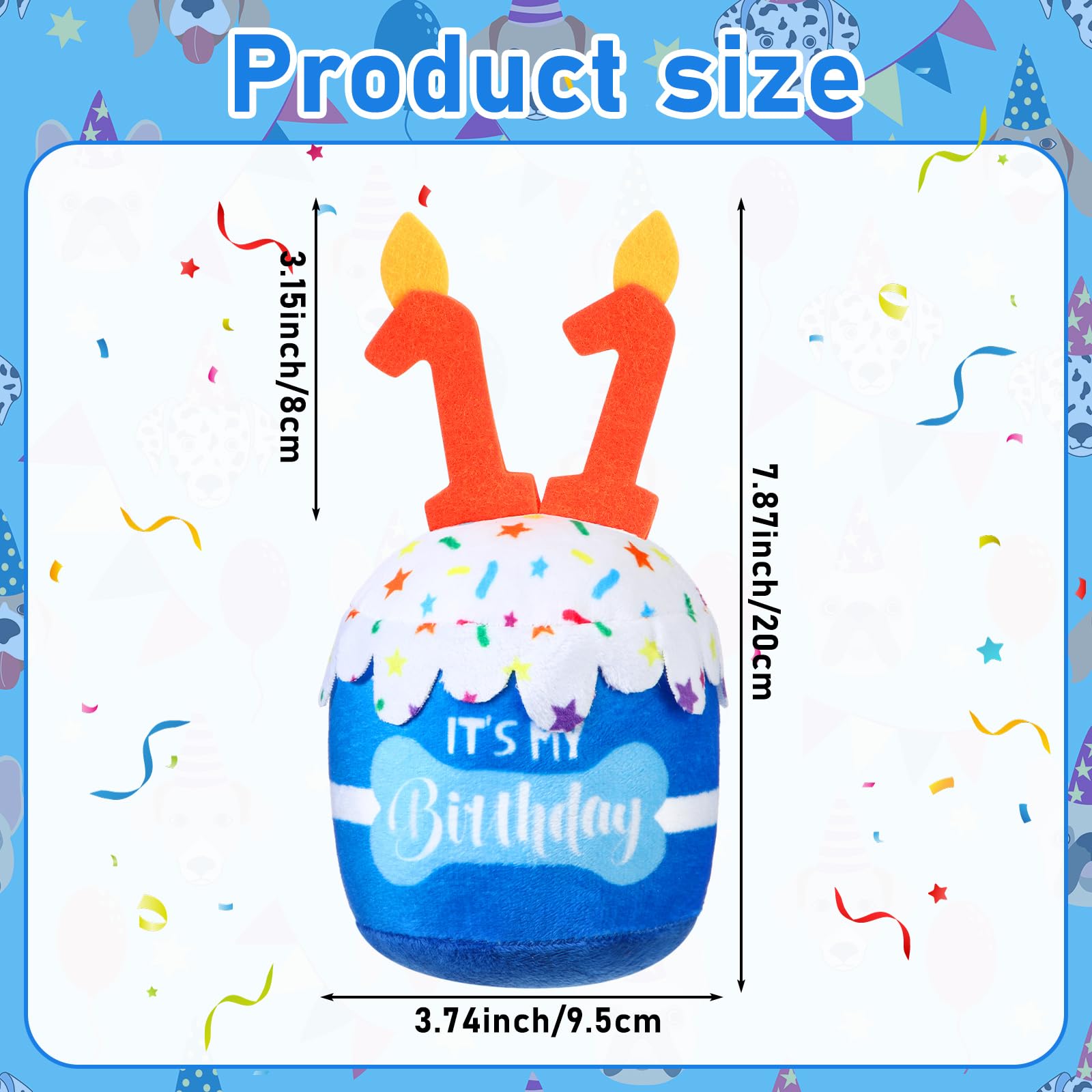Dansydaisy Dog 11Th Birthday Cake Toy Accessories For Girl Boy Gifts, Blue Squeaky Plush Toy For Dog Birthday Party Decor Favor
