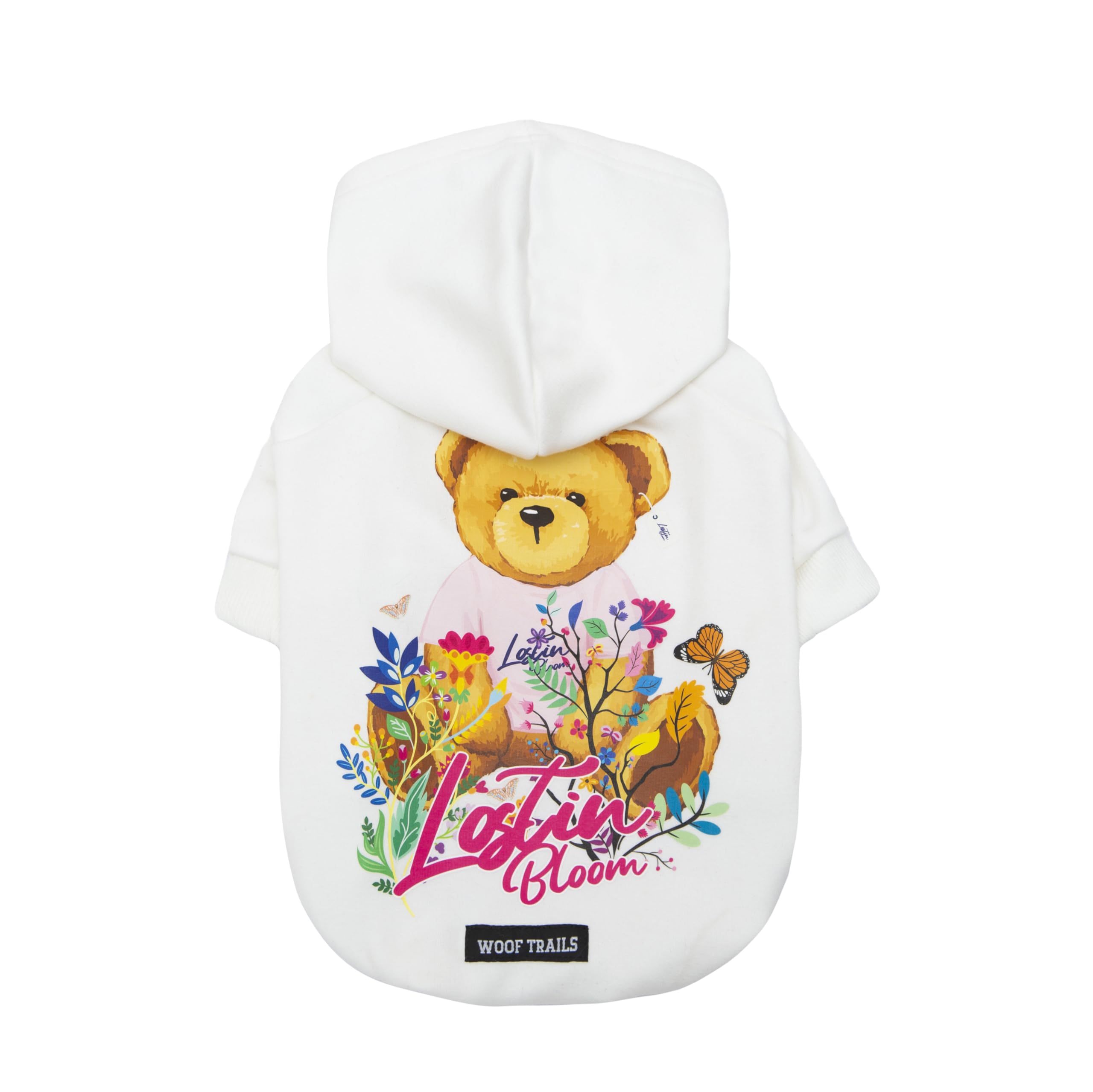 Blooming Teddy Dog Hoodie Dog Clothes Extra Warm Fleece Lining Stretchy Fit for Small Medium Dogs (White, Large)