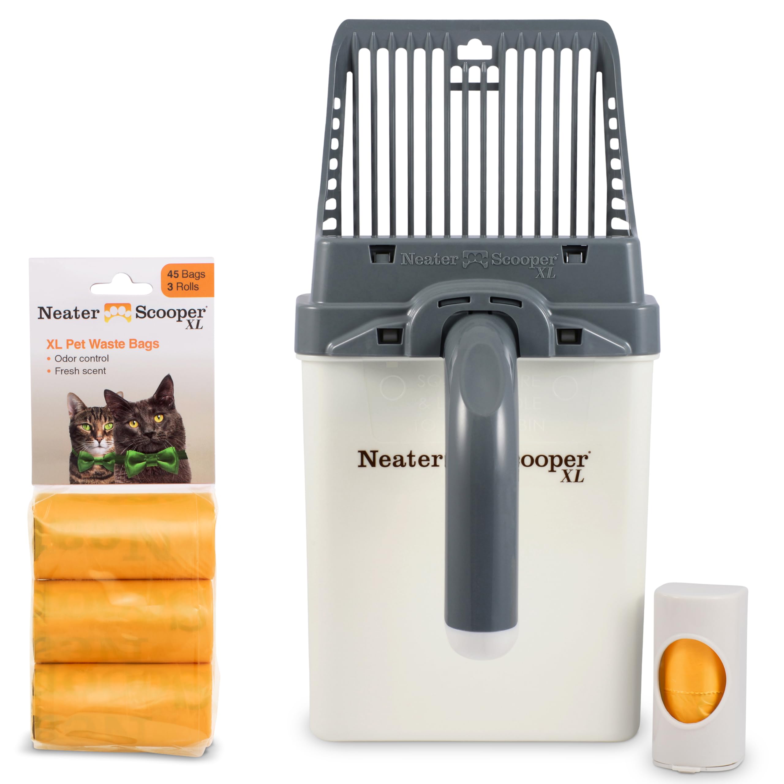 Neater Pets Neater Scooper Xl Cat Litter Scoop, 60 Refill Bags - Extra-Large Capacity Mess-Free Cat Litter Scooper With Bag For 