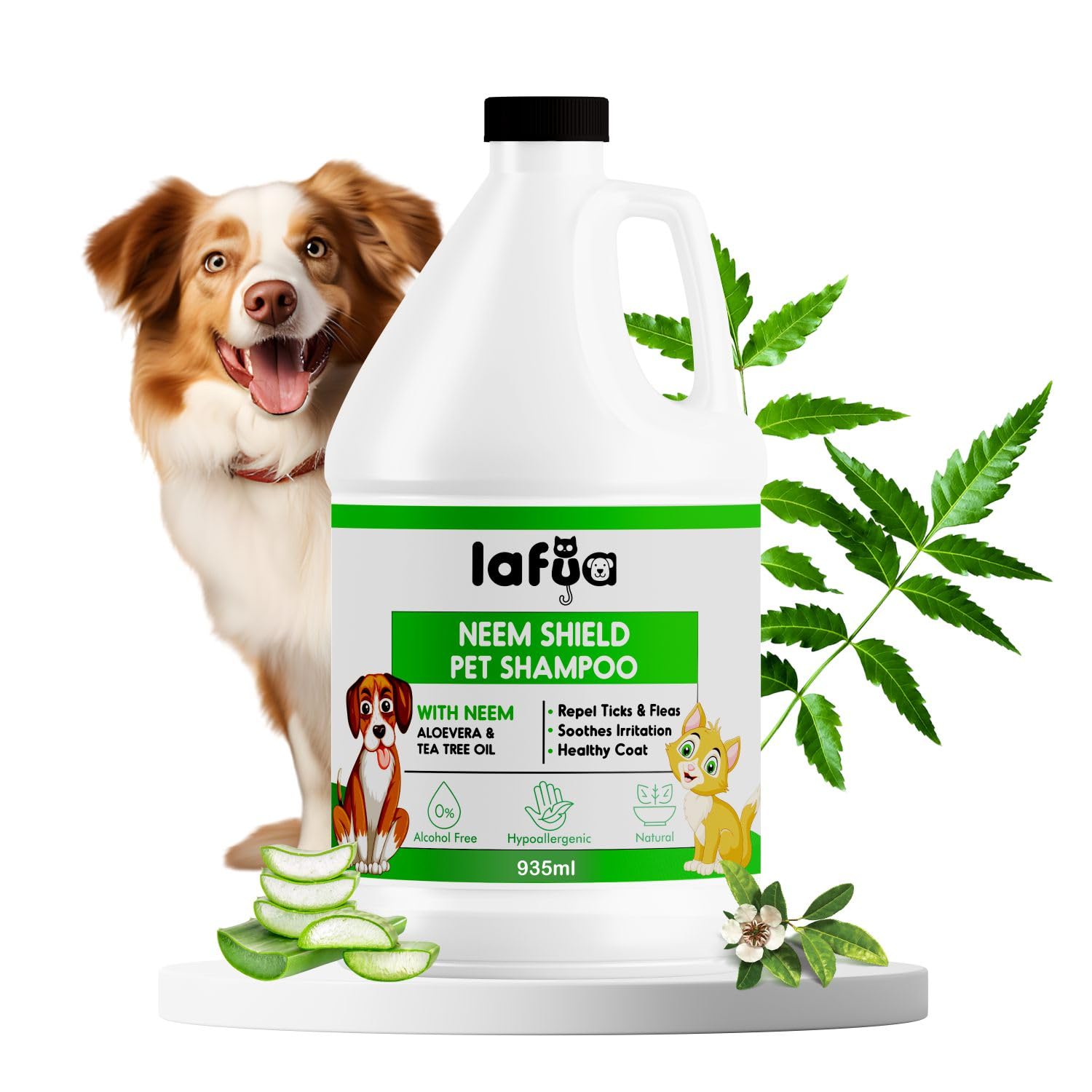 Lafua Neem Dog Shampoo And Conditioner | Antibacterial, Itch Relief, Anti-Fungal, Dry Puppy Shampoo For Labrador, Golden Retriev