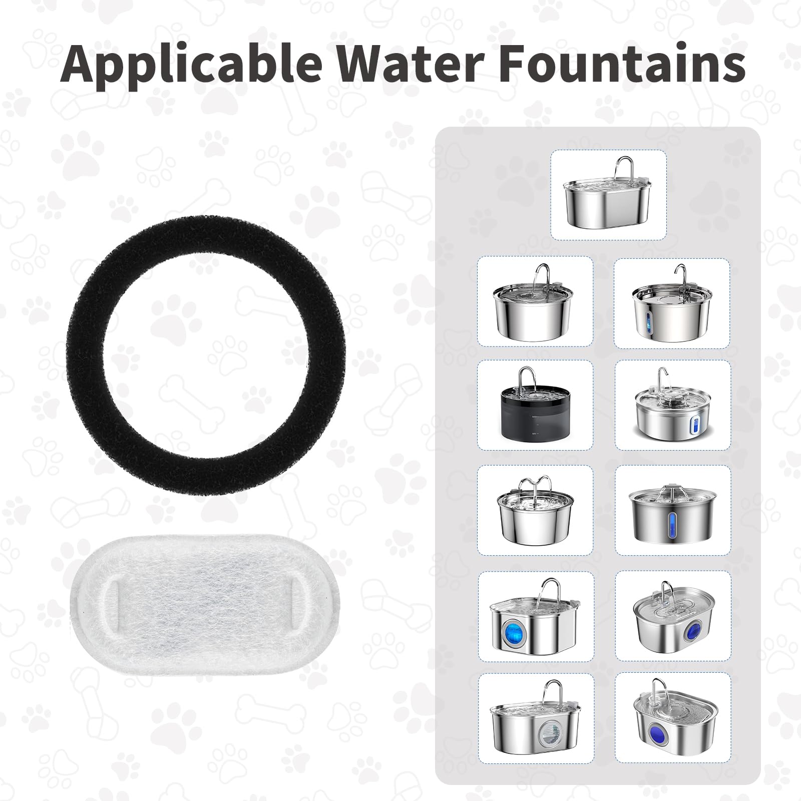 Lawfery Cat Water Fountain Filters (4+4 Pack), For 3.2L/108Oz Stainless Steel And Bento Cat Water Fountains, 4 Carbon Filters &