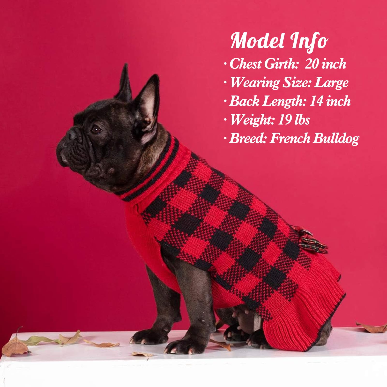 Kyeese Christmas Dog Sweater Dress For Medium Dogs With Leash Hole Classi Checkered Pet Sweaters Dog Christmas Outfit With Bowti