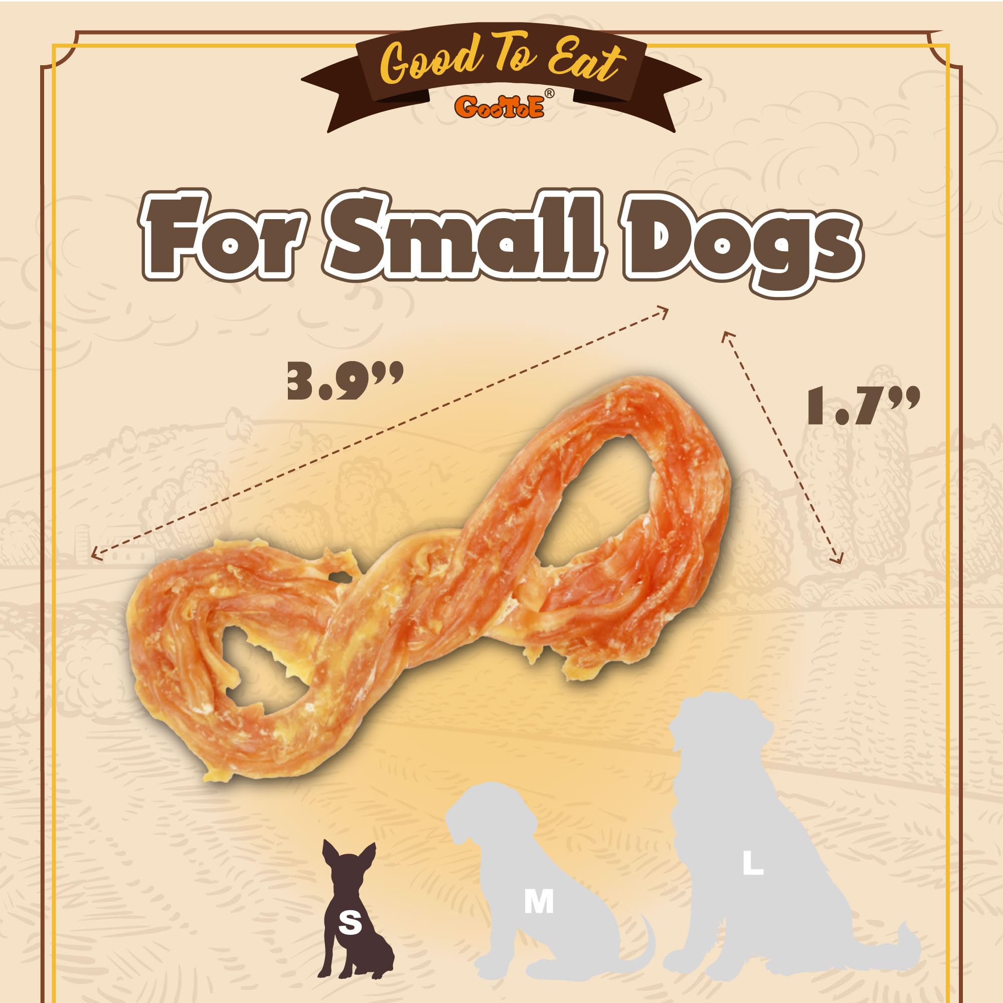 Gootoe Turkey Tendon Dog Treats, Rope (S) 1 lb, 100% USA-Sourced Turkey, Natural Snack, Premium Puppy Chews, Hypoallergenic, Res