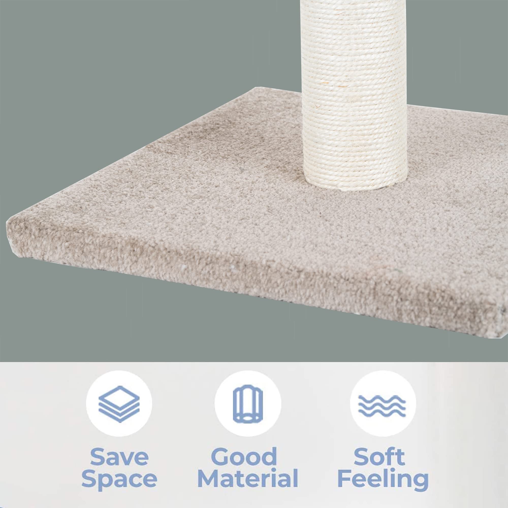 Dimaka 29' Tall Cat Scratching Post For Big Cats, Natural Sisal Rope Post And Stable Heavy Carpet Base, Adult Cat Scratcher And Tree (Beige/Yellow V2)